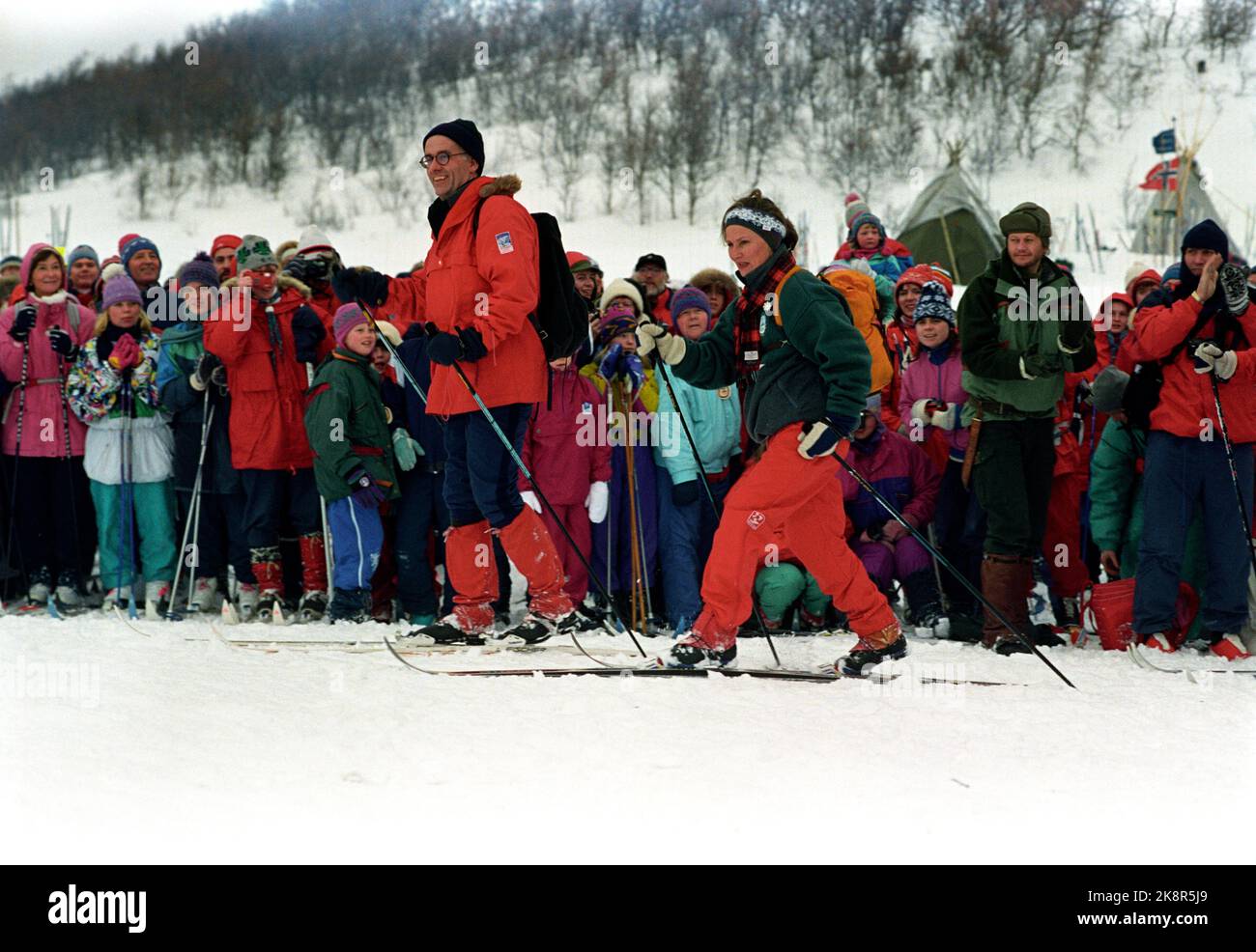 Geilo 19930109. La reine Sonja ouvre la vie en plein air en 1993 à Geilo. Queen Sonja ski. Pied NTB / NTB Banque D'Images