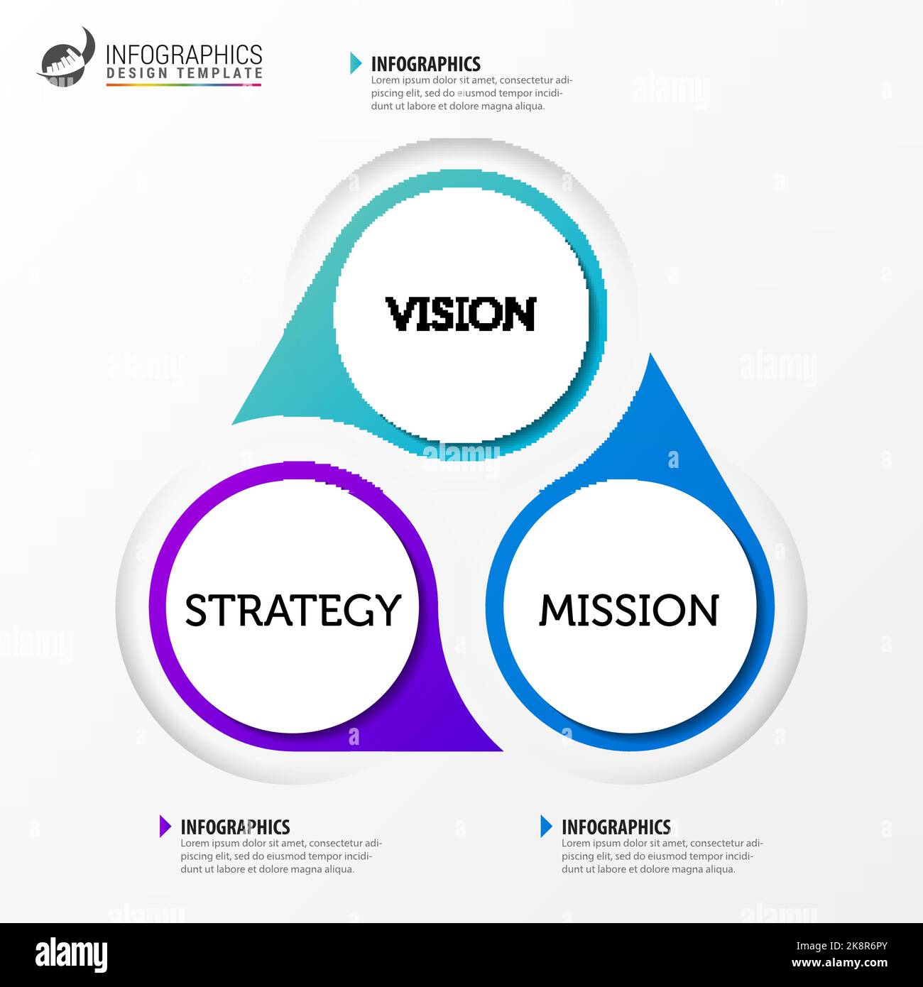 Modèle de conception graphique. Concept d'entreprise en 3 étapes. Peut être utilisé pour la mise en page de flux de travail, le diagramme, la bannière, la conception Web. Illustration vectorielle Illustration de Vecteur