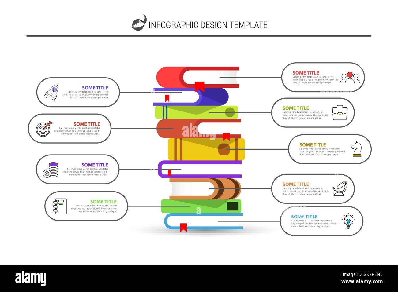 Modèle de conception graphique. Concept d'éducation en 9 étapes. Peut être utilisé pour la mise en page de flux de travail, le diagramme, la bannière, la conception Web. Illustration vectorielle Illustration de Vecteur