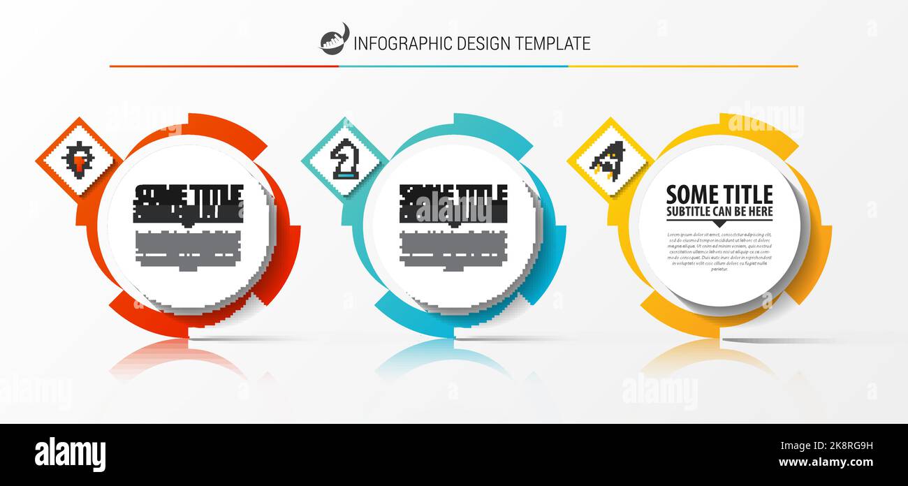 Modèle de conception graphique. Concept créatif en 3 étapes. Peut être utilisé pour la mise en page de flux de travail, le diagramme, la bannière, la conception Web. Illustration vectorielle Illustration de Vecteur