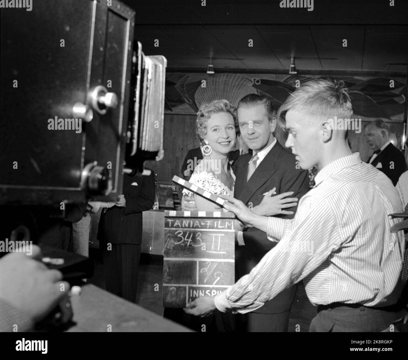 1954; des enregistrements du film '' Portrait '' avec Per Aabel et Wenche Foss. C'était le premier record d'Aabel. Rabats. Photo ; actuelle / NTB Banque D'Images