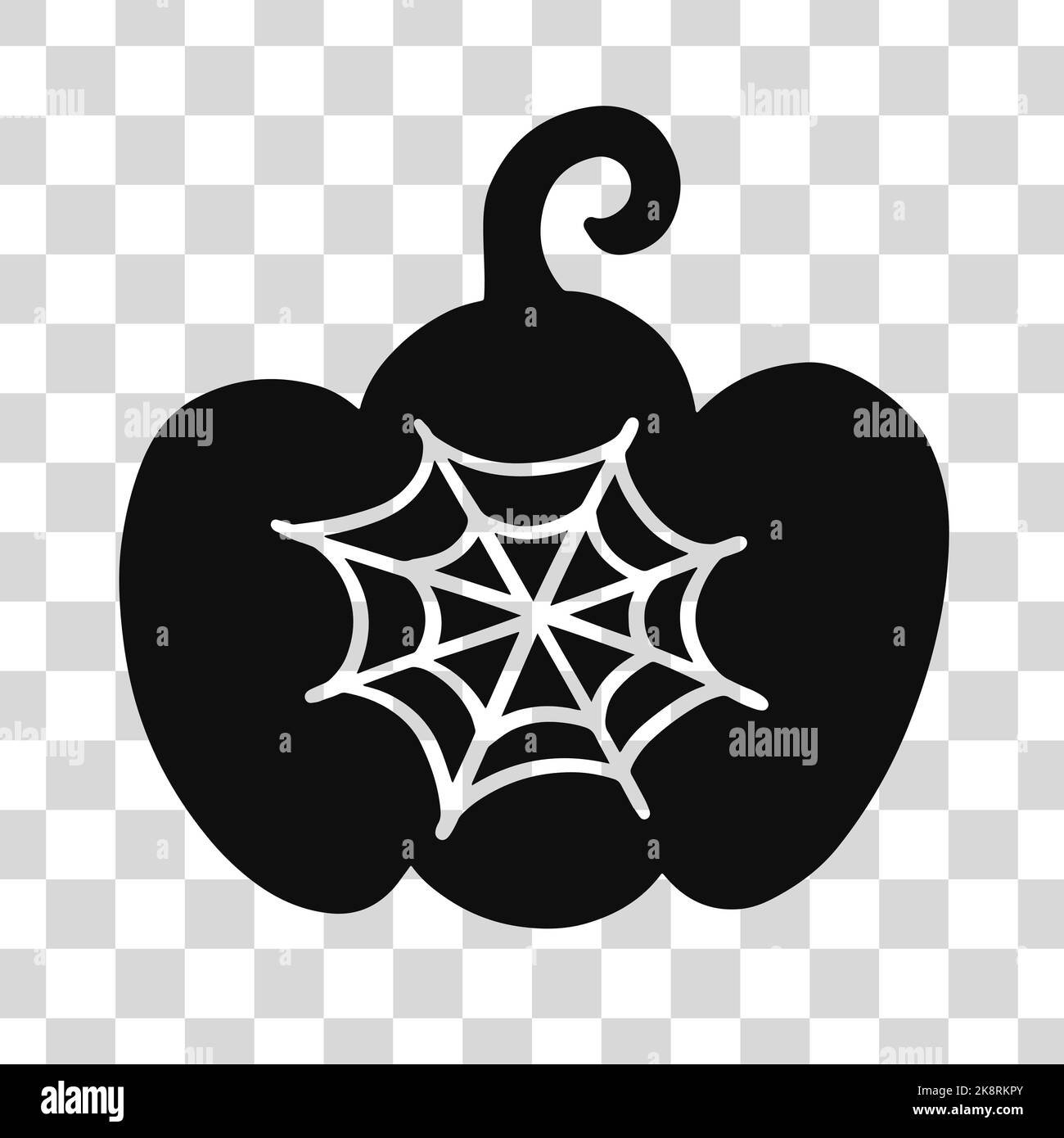 Citrouille d'Halloween avec toile d'araignée, silhouette noire Illustration de Vecteur