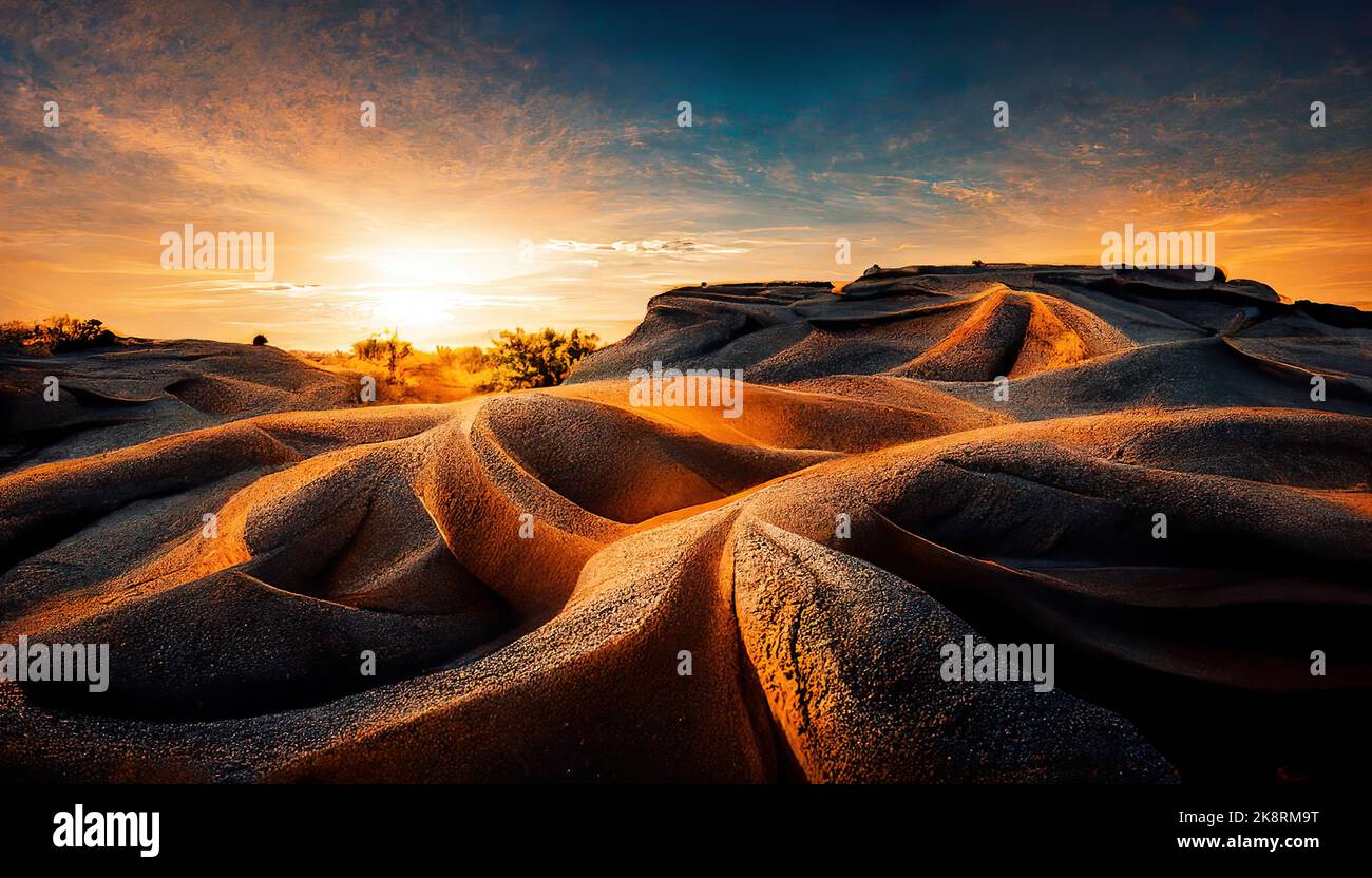 Magnifique paysage de dunes de sable dans le désert de Dammam - Arabie Saoudite. Banque D'Images
