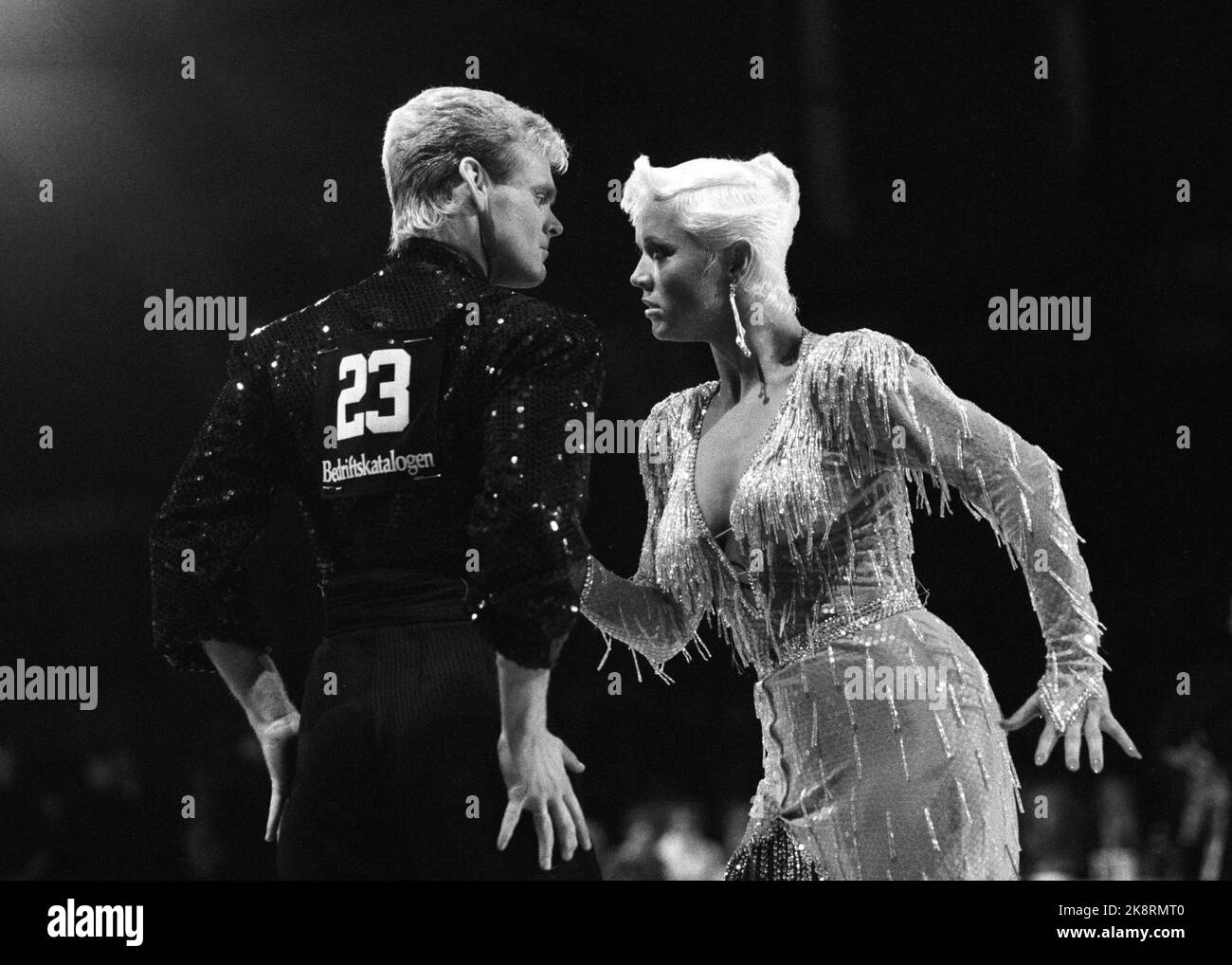 19 mars 1988 d'Oslo. Ekeberghallen. Coupe du monde de danse. Voici le couple norvégien Tone Nyhagen et Knut Sæborg qui a remporté le titre de coupe du monde en danses latino-américaines. Photo: Eystein Hanssen / NTB / NTB Banque D'Images