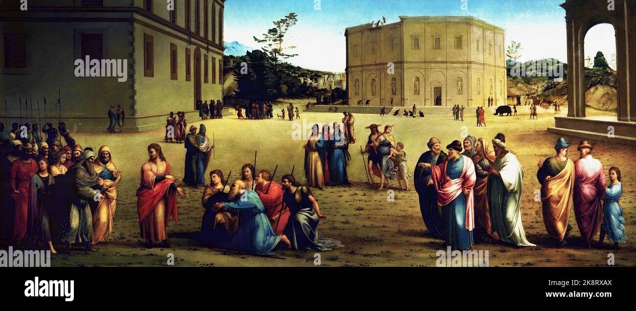 Joseph présente son père et ses frères à Pharaon 1516 Francesco Granacci 1469 -1543 est un peintre italien de la Renaissance. Florence Italie Banque D'Images
