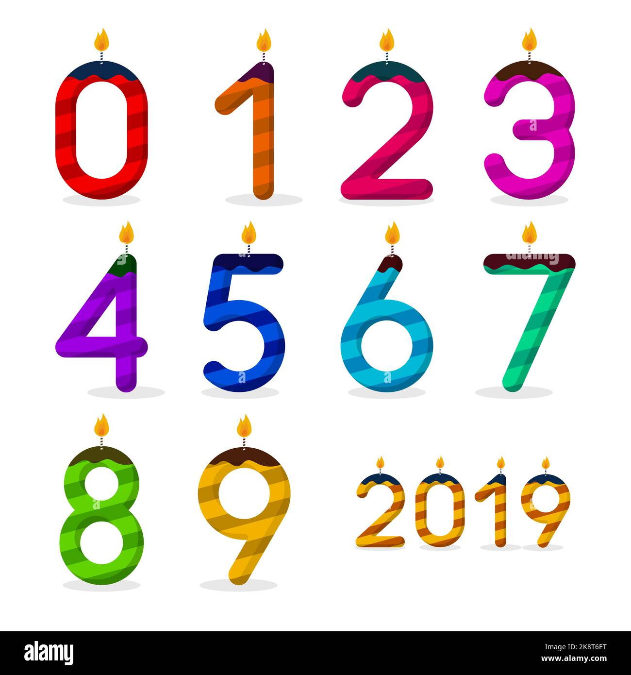 Joyeux anniversaire. Jeu de chiffres avec bougies. Illustration vectorielle Illustration de Vecteur