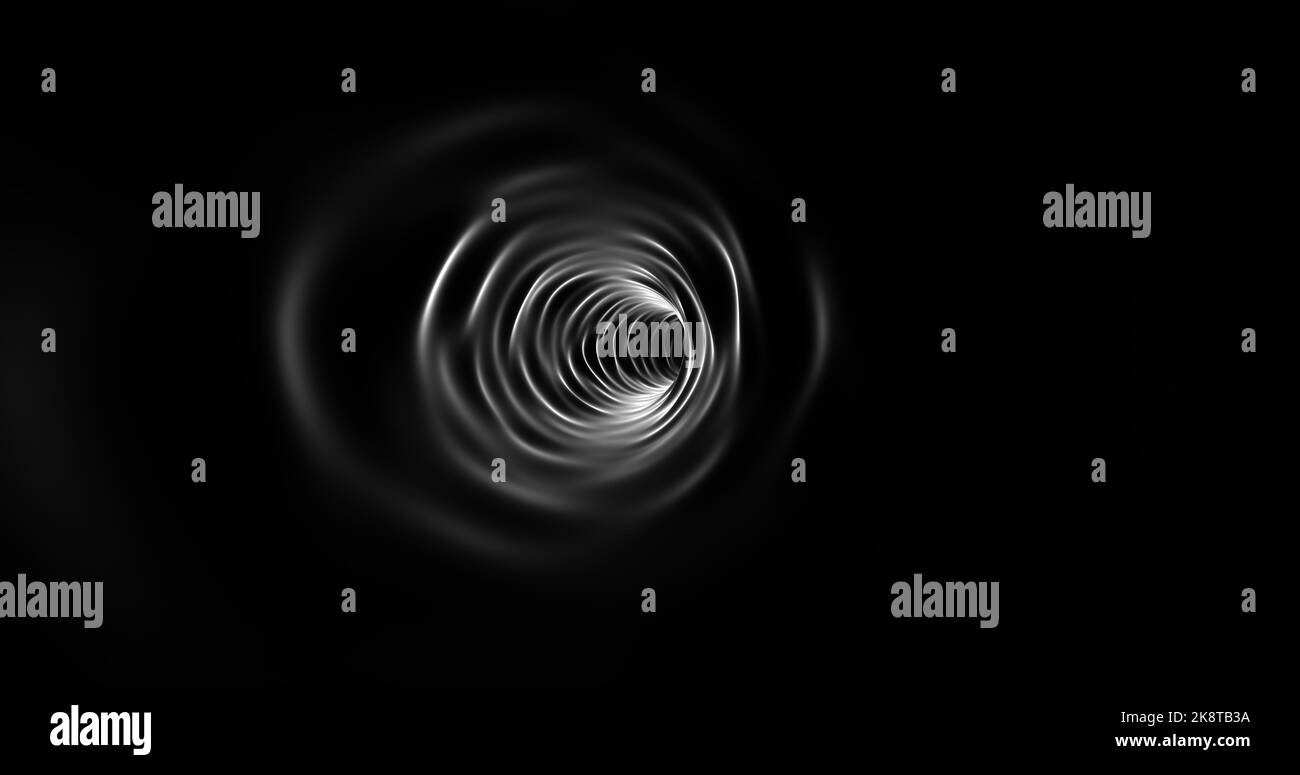 Lumière au bout du tunnel, en vol profond dans le tunnel noir. Rendu d'arrière-plan 3D Banque D'Images