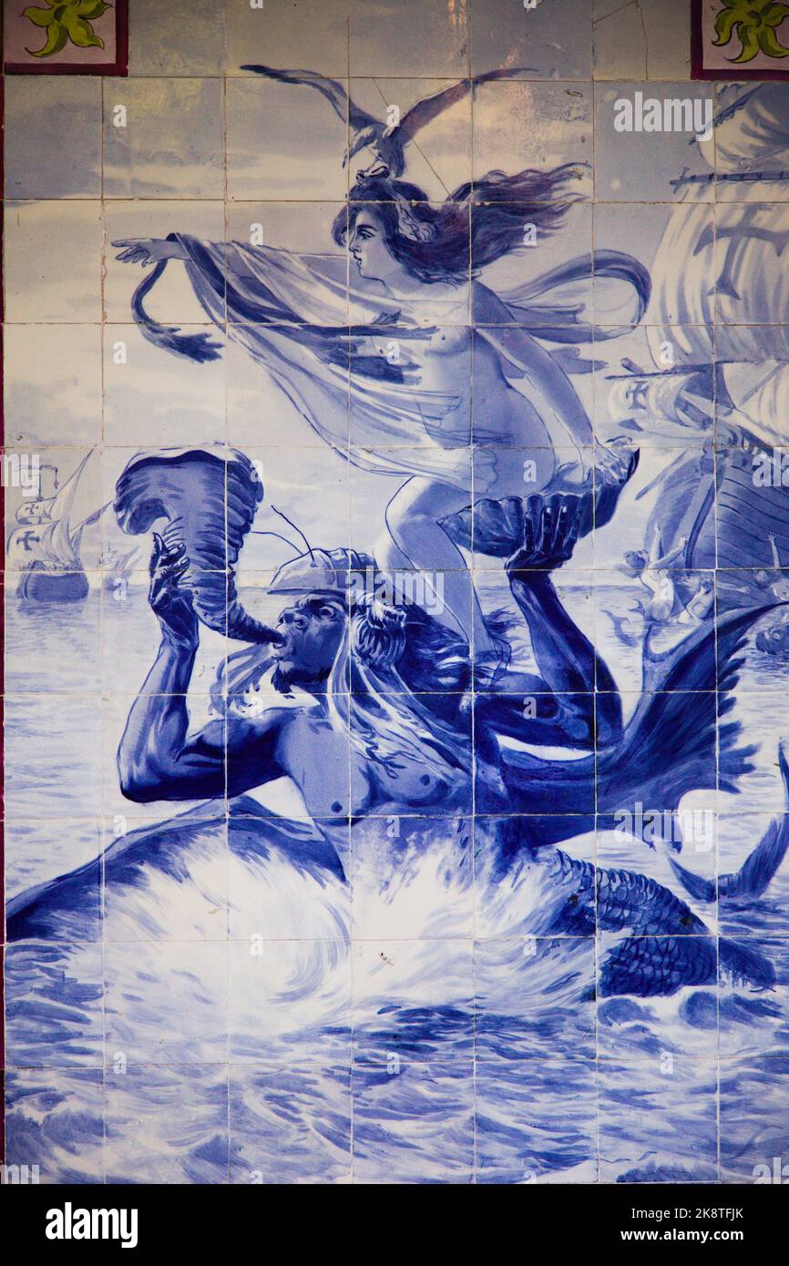 Portugal, Bucaco National Forest, Palace Hotel, murale, azulejo, Banque D'Images