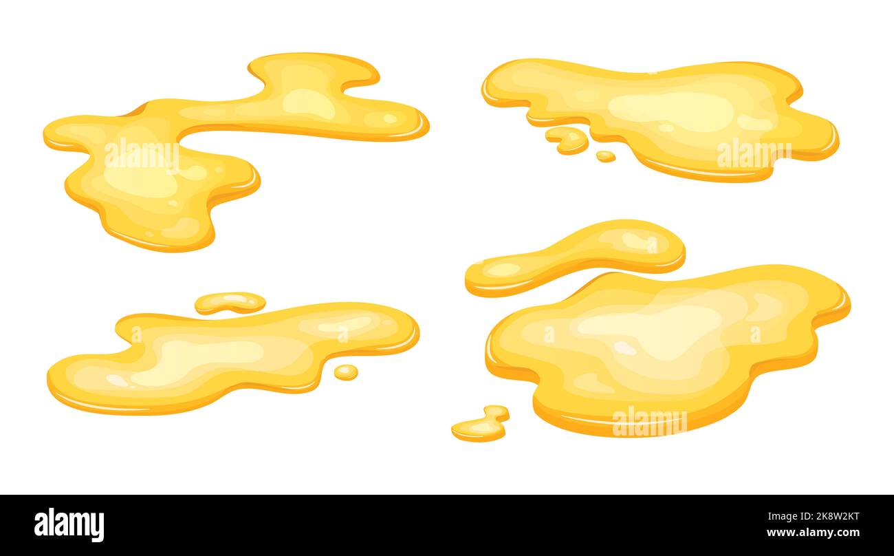 Ensemble de bas de porte d'huile jaune isolé. Miel, urine ou essence liquide or. Illustration vectorielle de style dessin animé Illustration de Vecteur
