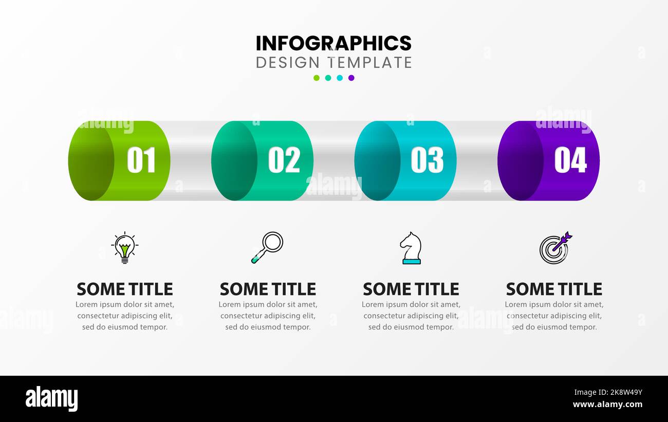 Modèle de conception graphique. Concept créatif en 4 étapes. Peut être utilisé pour la mise en page de flux de travail, le diagramme, la bannière, la conception Web. Illustration vectorielle Illustration de Vecteur
