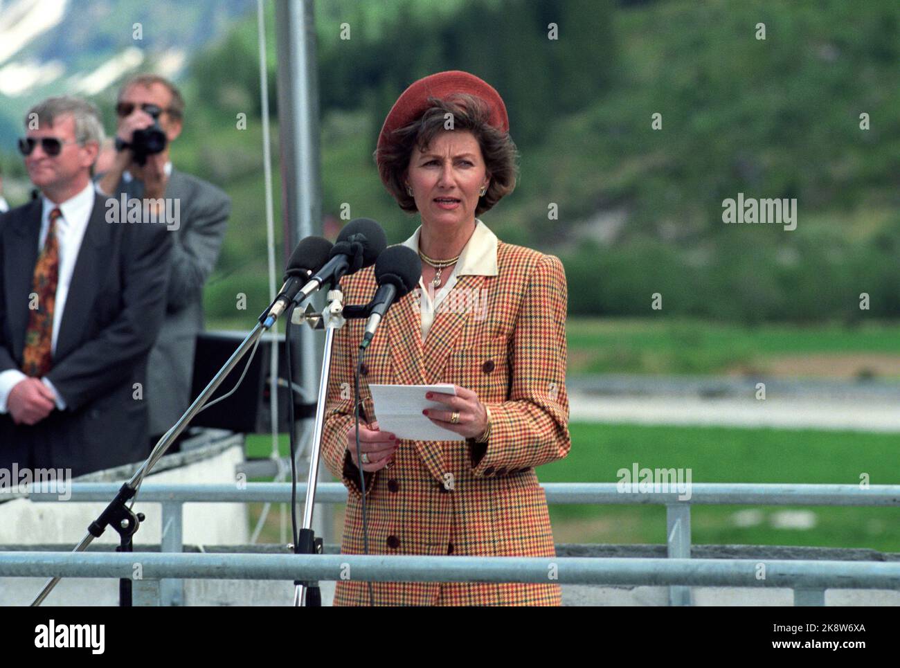 Fjærland 31 mai 1991. La reine Sonja ouvre le Bremémuseum norvégien à Fjærlan. Photo: Torolf Engen / NTB / NTB Banque D'Images