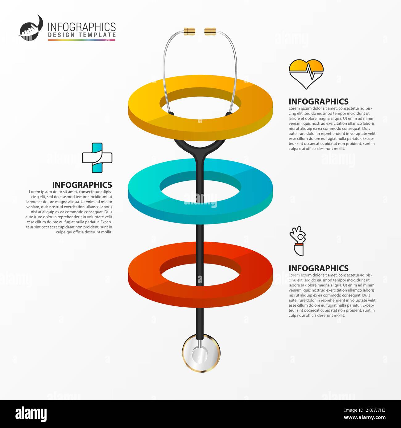 Médical et Santé. Modèle de conception graphique avec stéthoscope. Illustration vectorielle Illustration de Vecteur