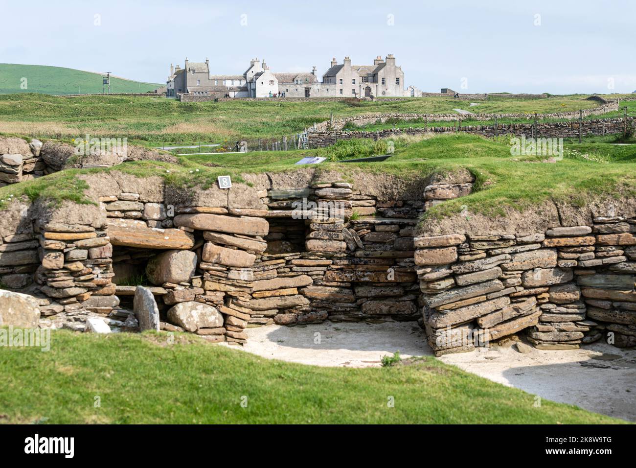 Skara Brae, village néolithique en pierre, situé sur la baie de Skaill , néolithique, Mainland, Orkney, Écosse, ROYAUME-UNI Banque D'Images