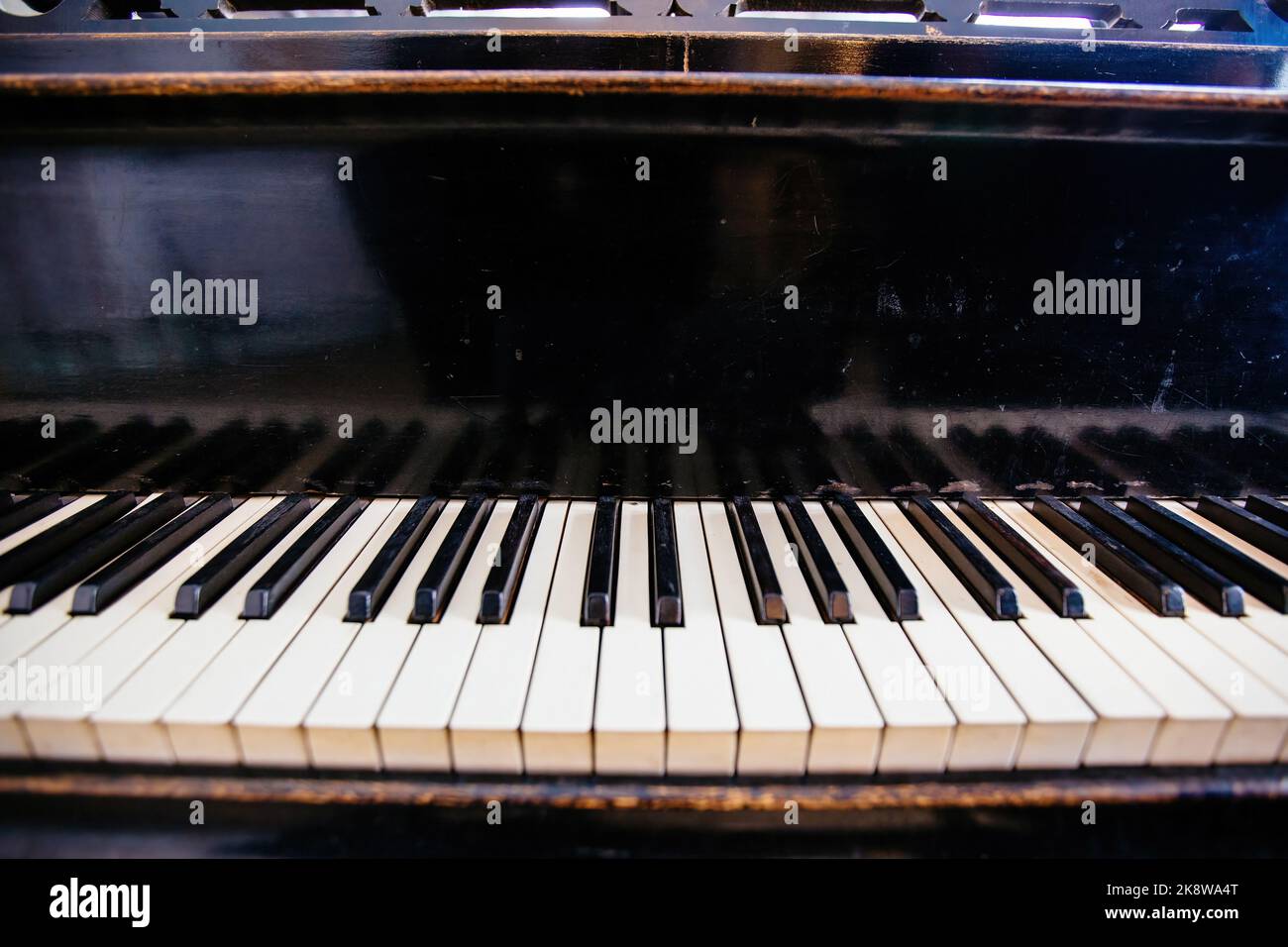 Vieux clavier piano vintage, gros plan Banque D'Images