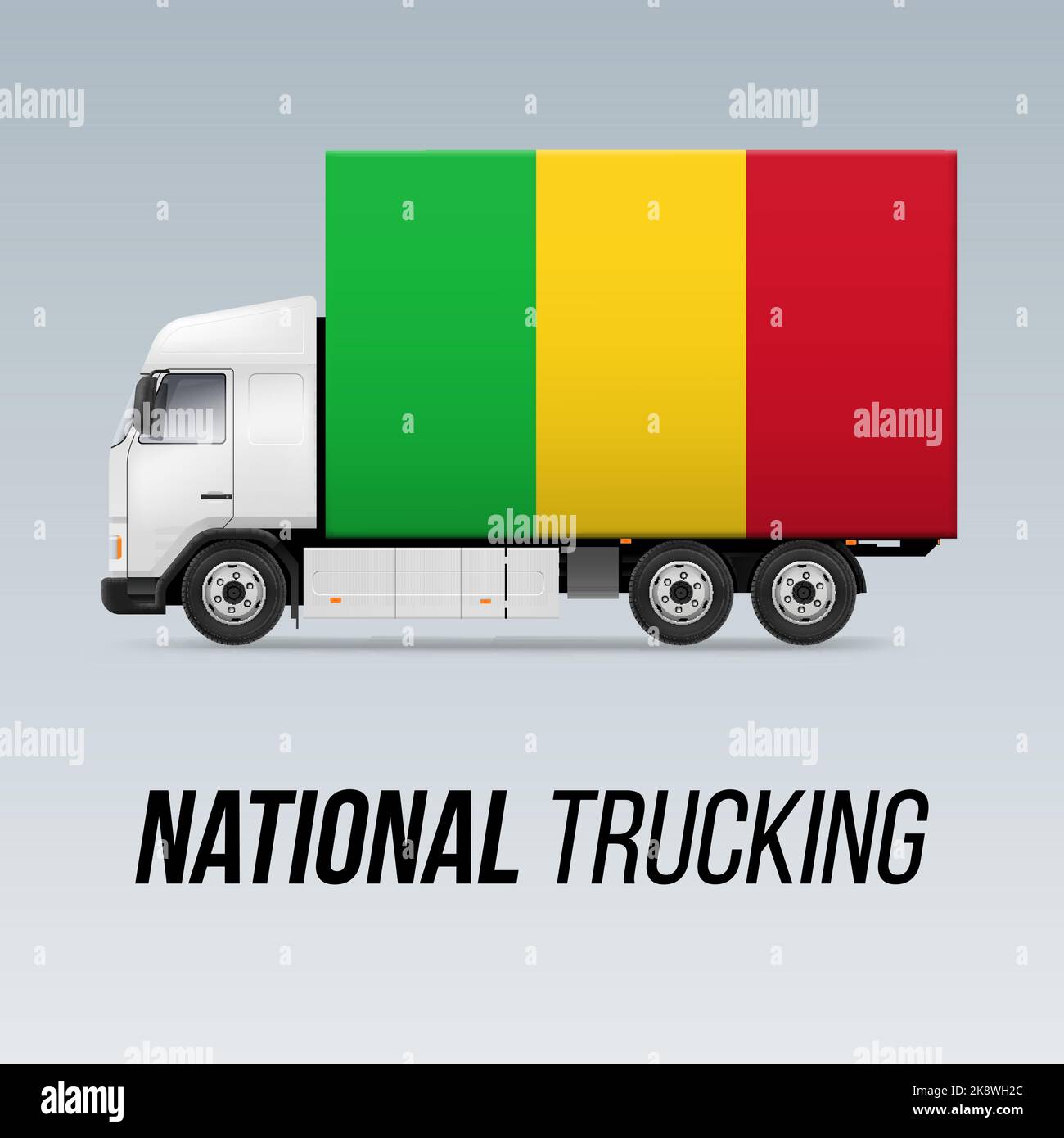 Symbole de camion de livraison nationale avec drapeau du Mali. Icône du camionnage national et drapeau malien Illustration de Vecteur