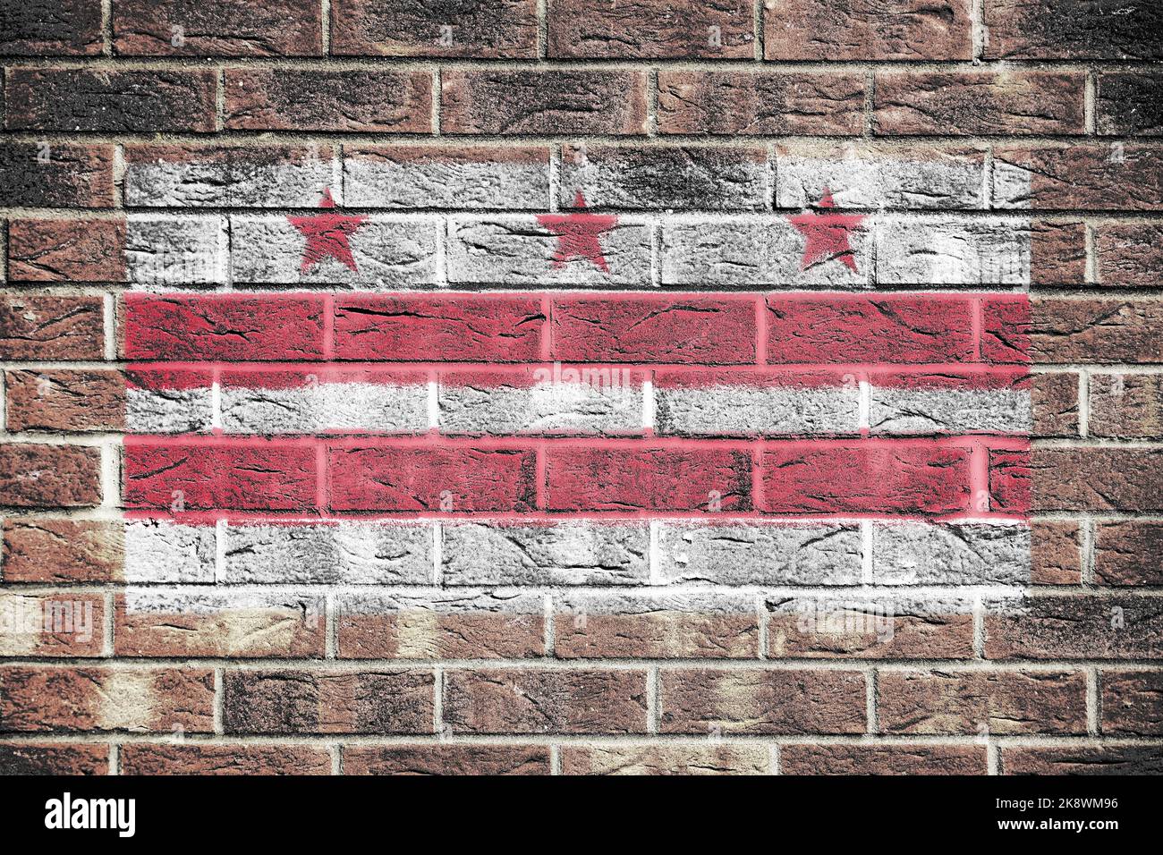 Drapeau de Washington DC sur fond de mur de briques Banque D'Images