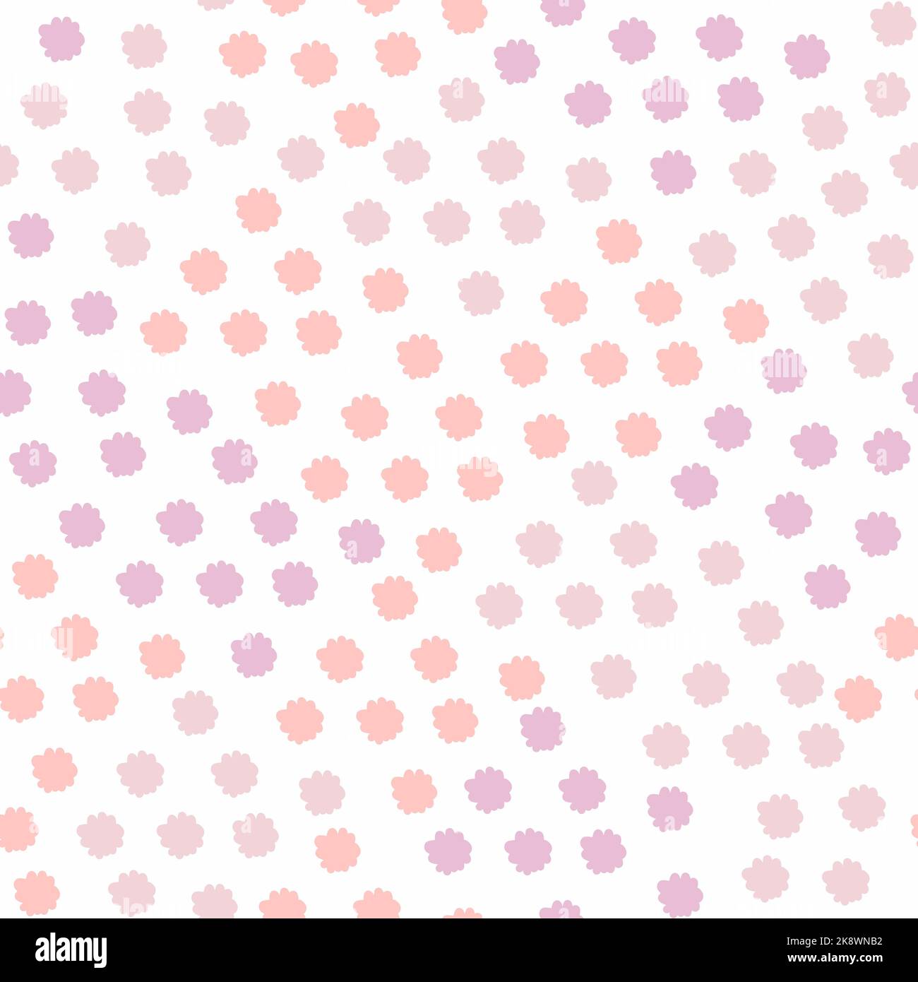 Motif simple sans couture avec points de différentes nuances de rose sur fond blanc. Jolis pois texturés dessinés à la main, parfaits pour les vêtements de bébé, l'emballage. Banque D'Images