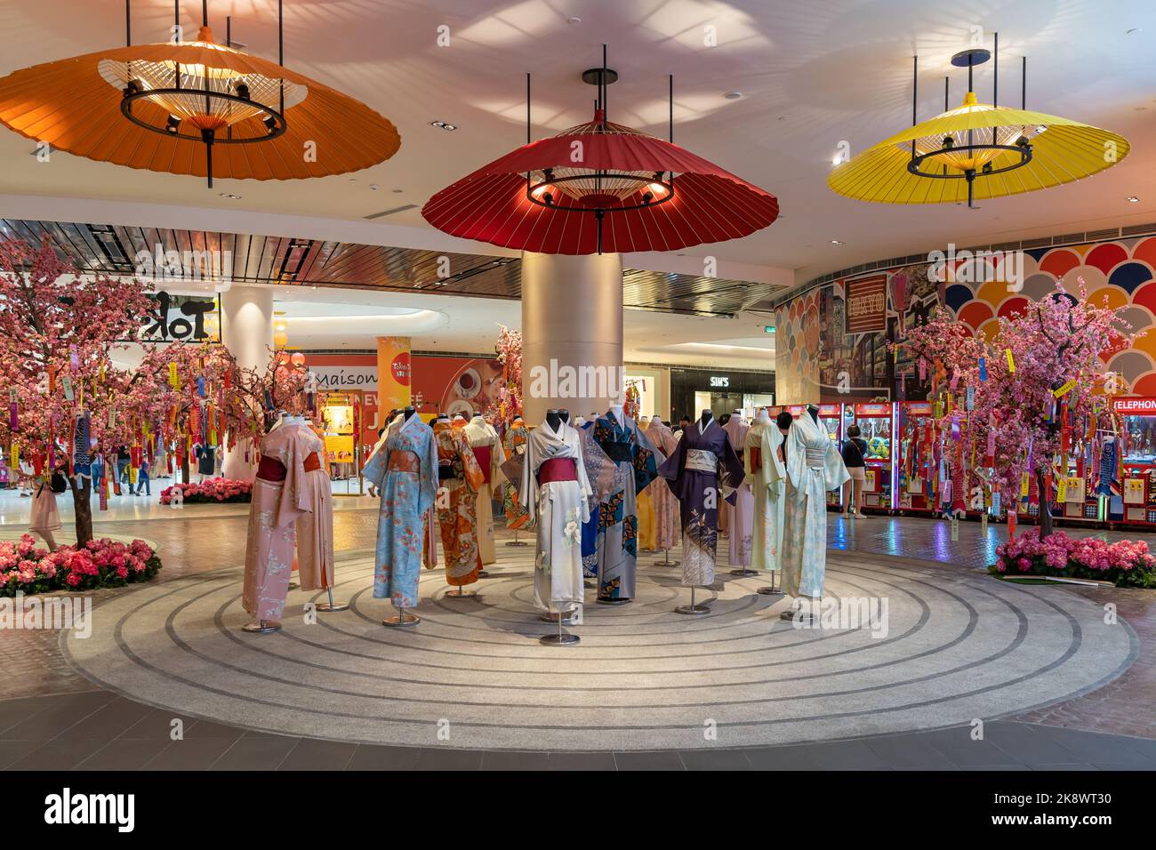 Kuala Lumpur,Malaisie - 24 octobre,2022 : vue panoramique sur les kimono traditionnels sur les mannequins de la ville de Tokyo, dans le Pavillon Bukit Jalil. Banque D'Images