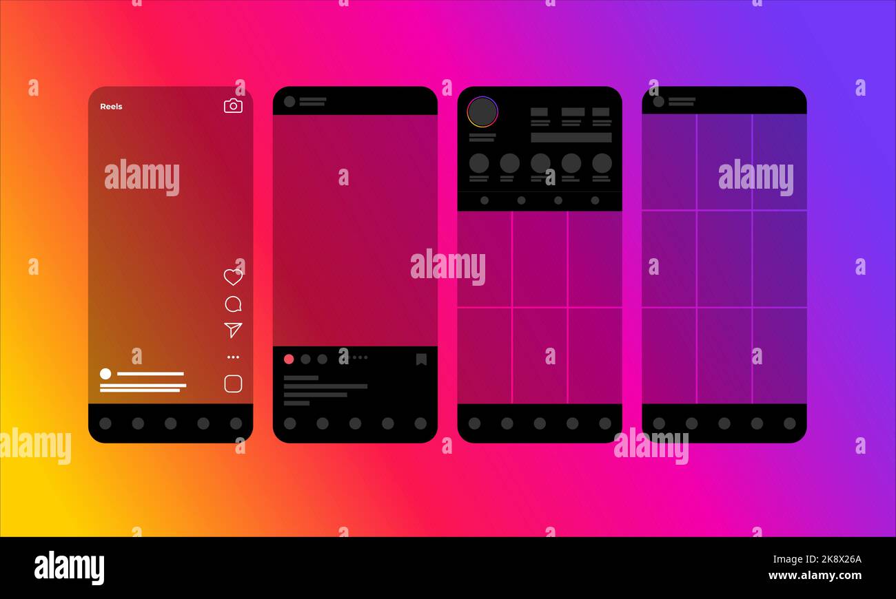 Modèle d'application d'interface d'écran pour les médias sociaux Illustration de Vecteur