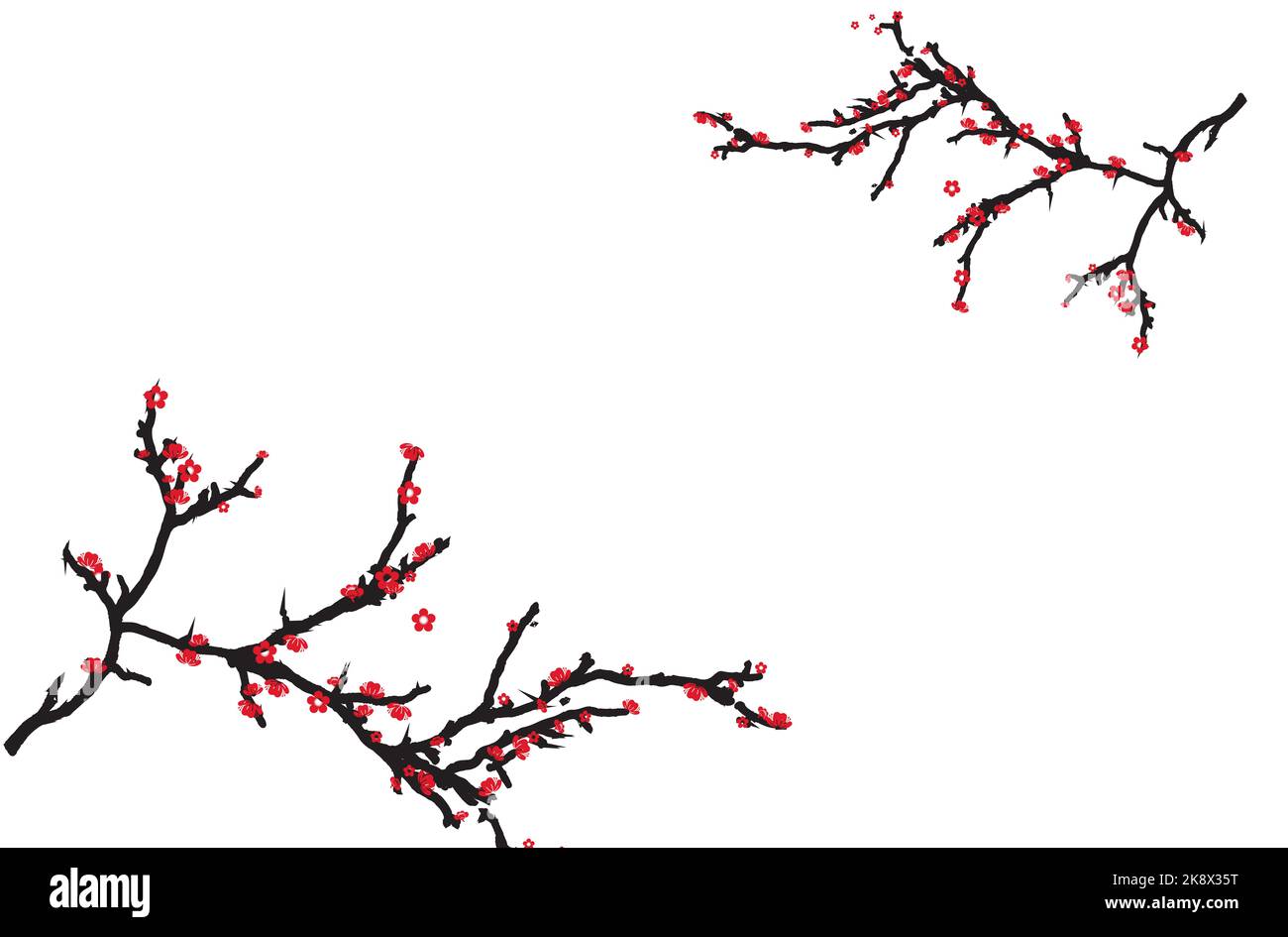 Image de l'art vectoriel de fleurs de prunier, arbre Sakura. Fleur de cerisier rose haute qualité image JPG Banque D'Images