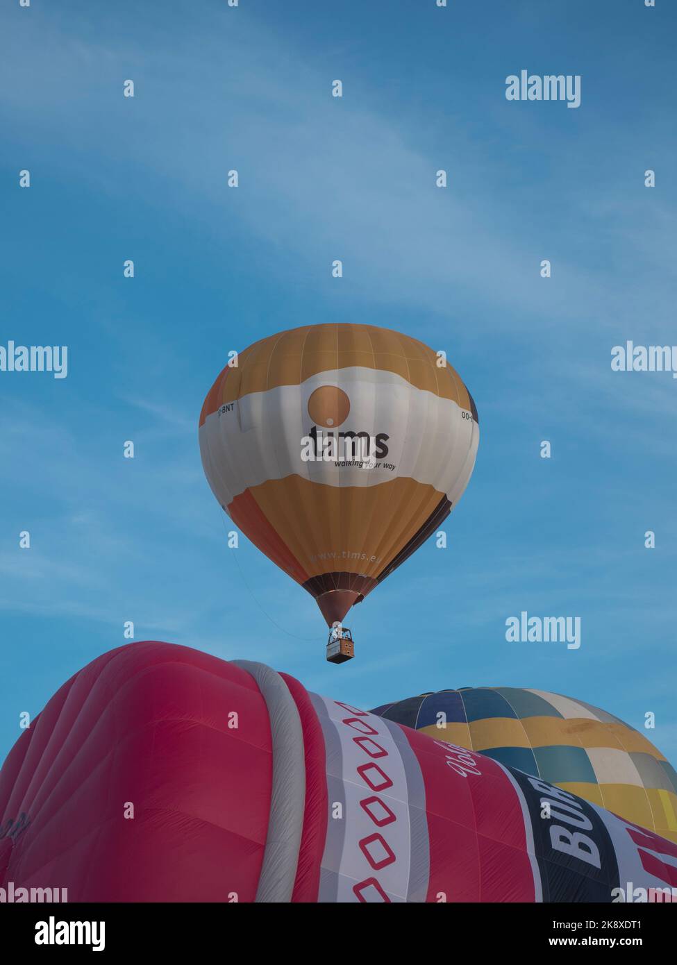 Sint Niklaas, Belgique, le 04 septembre 2022, décollage du ballon à air chaud de la société Tims pour chaussures et articles en cuir Banque D'Images