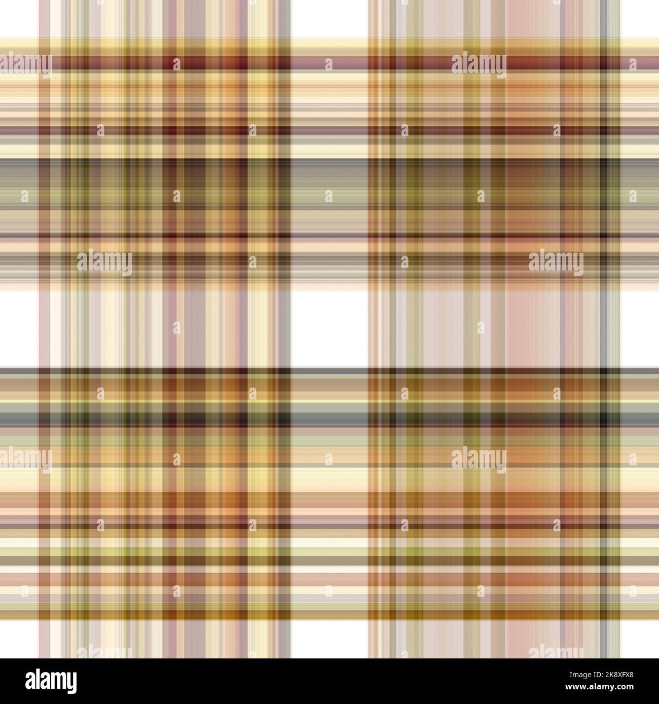 Tissu écossais blanc forêt à motif sans couture. Motif écossais de forêt automnale ton sur ton avec texture organique. Arrière-plan de bande orange pour papier peint rugueux. Banque D'Images