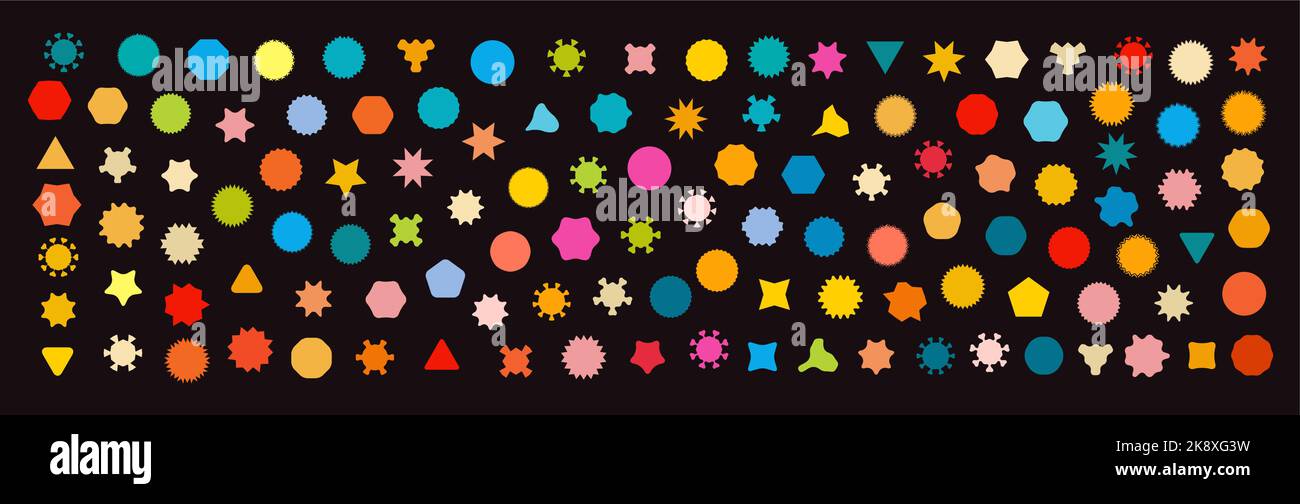 Autocollant Starburst vectoriel de formes géométriques. Patch rétro Illustration de Vecteur