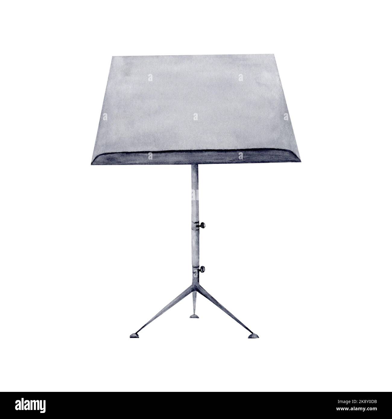 Illustration aquarelle du support musical. Collection d'éléments isolés peints à la main de musique classique sur fond blanc. Banque D'Images