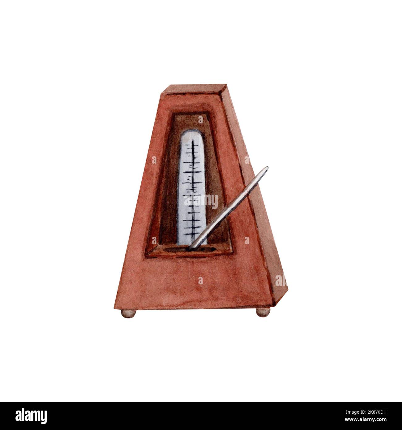 Illustration de l'aquarelle du métronome de musique vintage. Collection d'éléments isolés peints à la main de musique classique sur fond blanc. Design parfait pour la voiture Banque D'Images