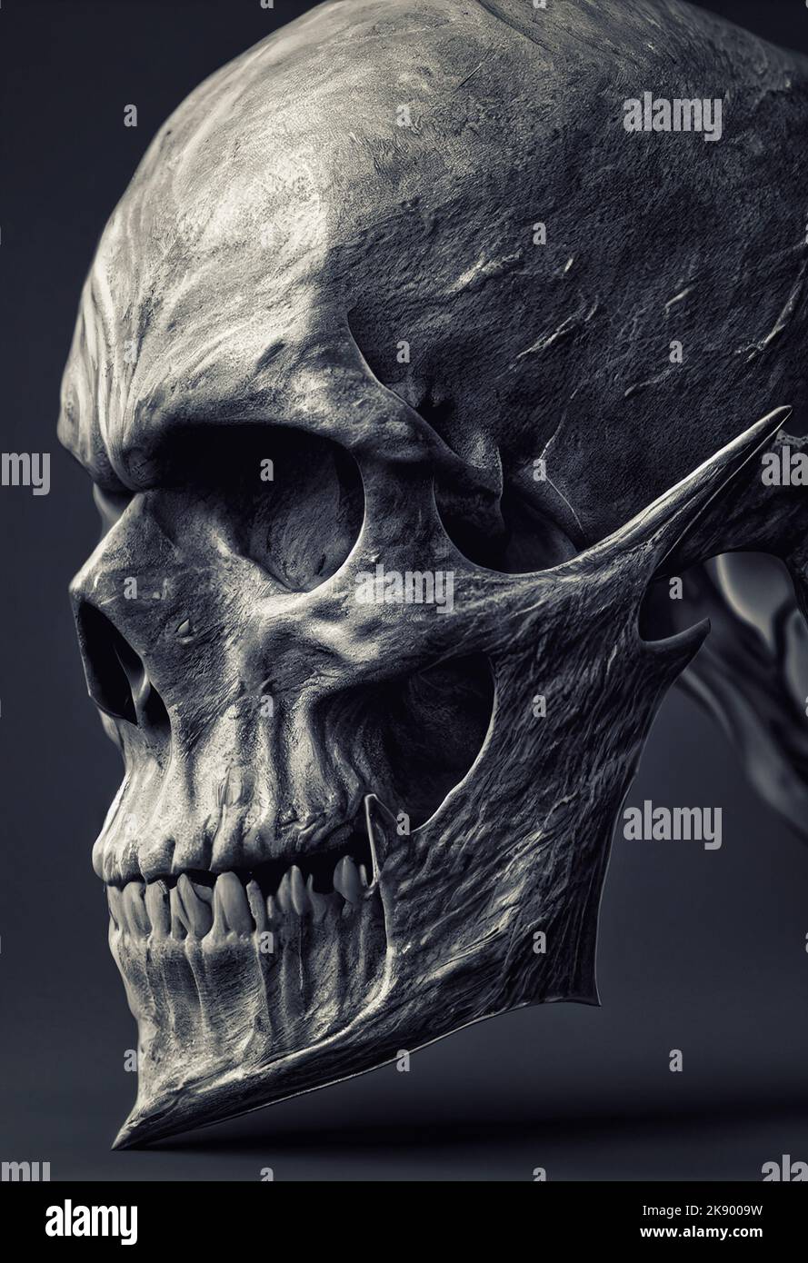 Une illustration en 3D d'un crâne humain de fantaisie comme un concept de science-fiction Banque D'Images