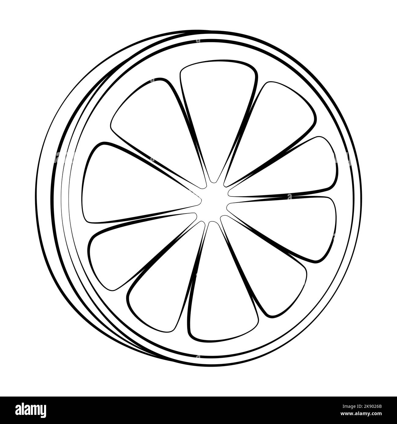 Une tranche de citron avec une fine ligne. Vecteur sur fond blanc. Illustration de Vecteur