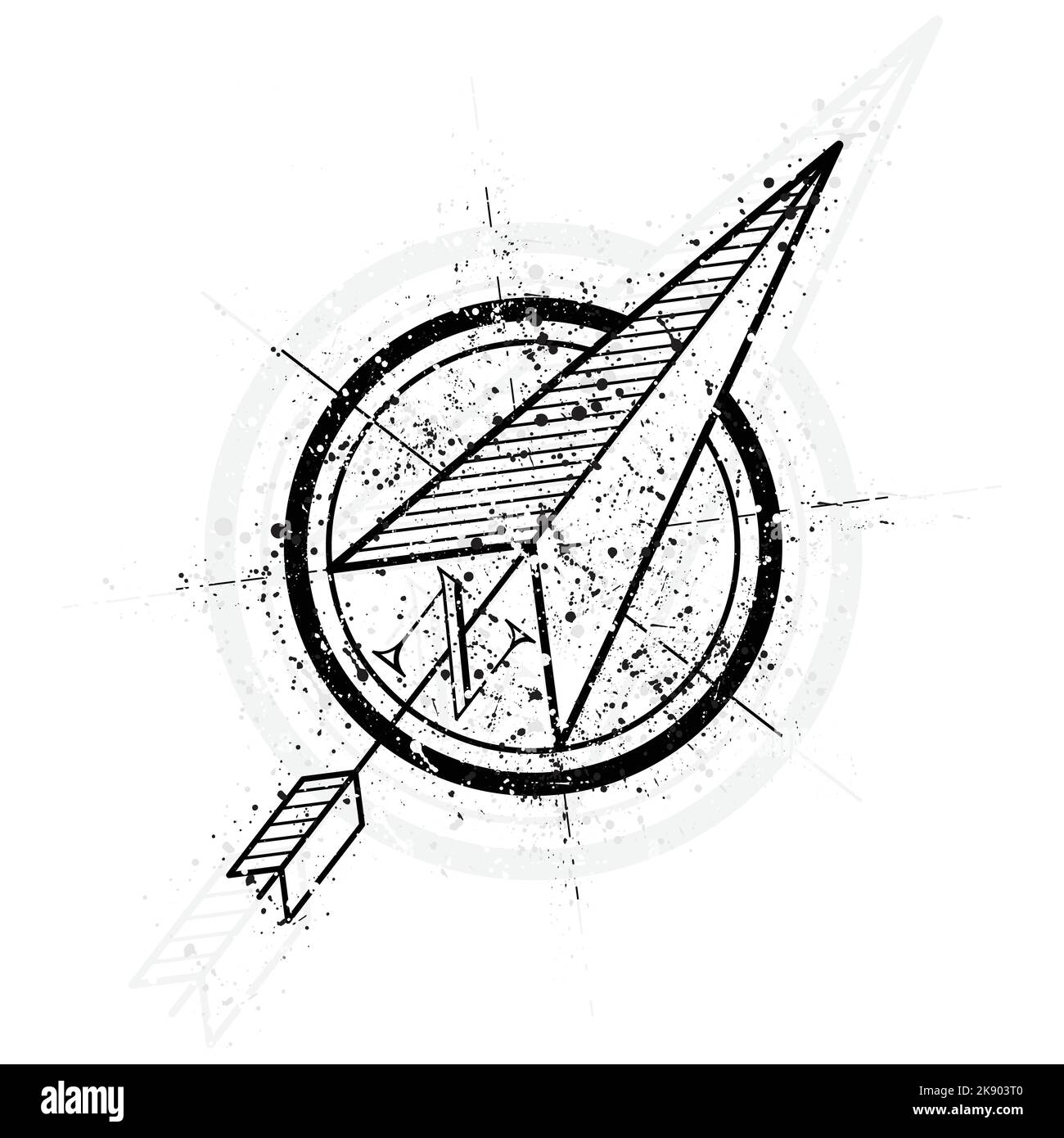 Flèches du compas de grunge nord Illustration de Vecteur