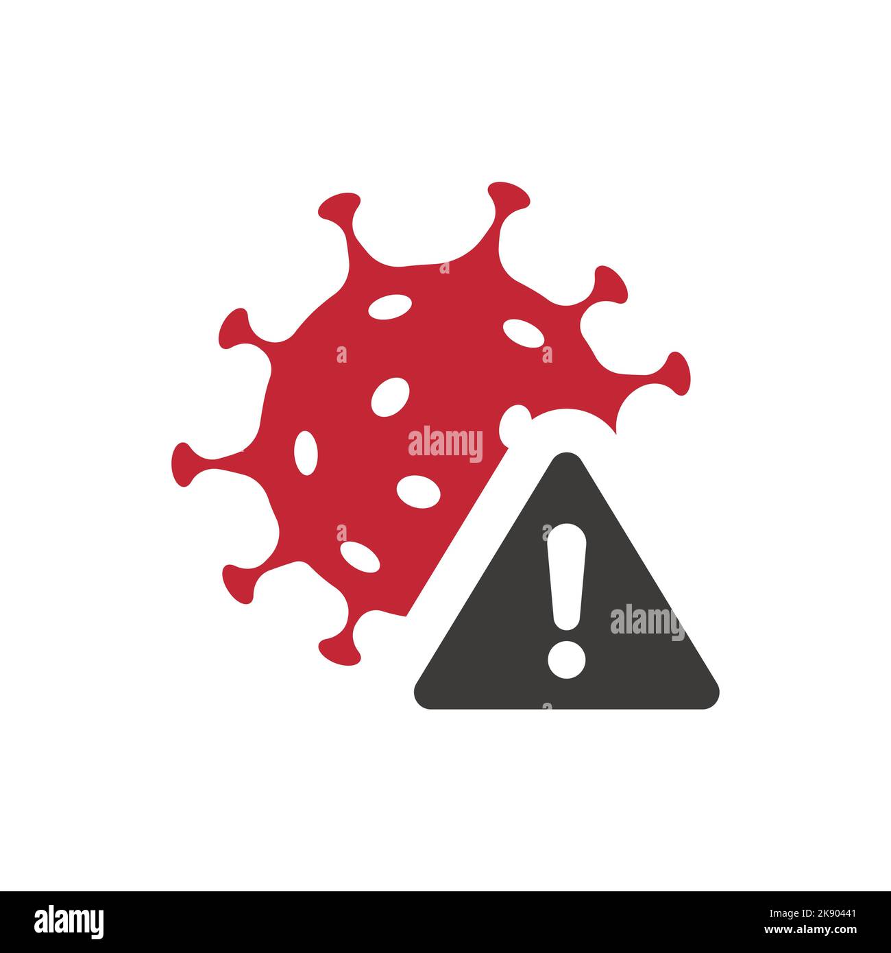 Virus Covid et marque d'examen d'avertissement. Symbole alarme coronavirus remplie. Illustration de Vecteur