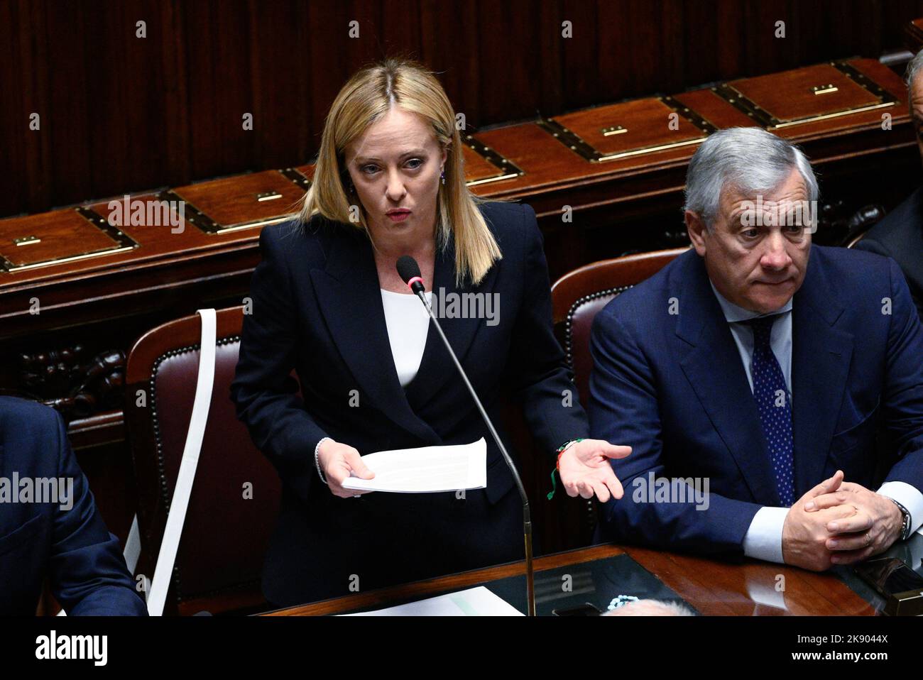 Roma, Italie. 25th octobre 2022. Giorgia Meloni lors de la session à la Chambre des députés pour le vote de confiance du gouvernement Meloni 25 octobre 2022 à Rome, Italie. Crédit : Agence photo indépendante/Alamy Live News Banque D'Images