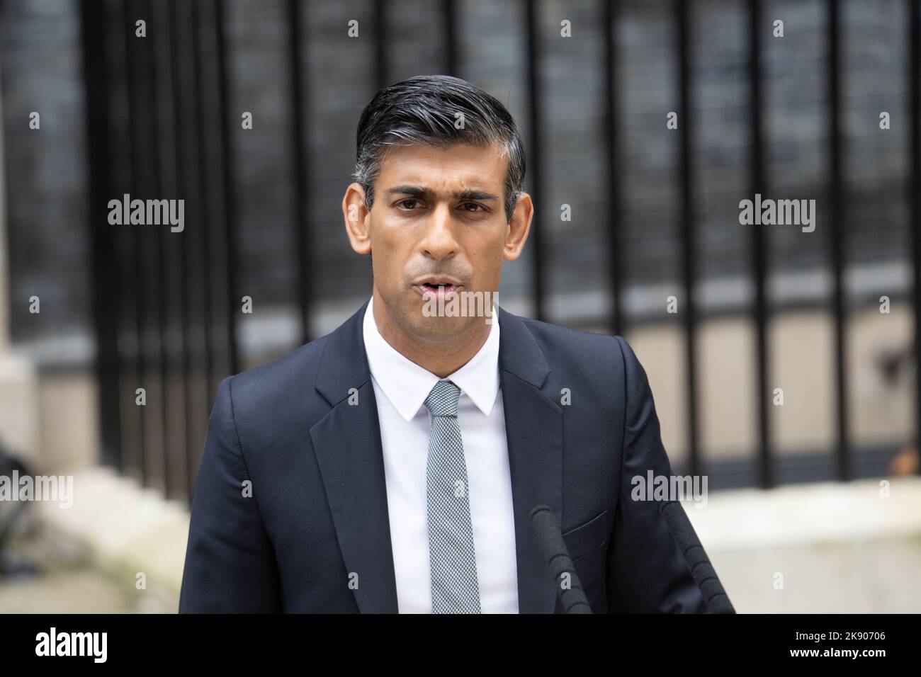 Londres, Royaume-Uni. 25th octobre 2022. Le Premier ministre Rishi Sunak fait sa première déclaration à Downing Street, Londres, Royaume-Uni crédit : Ian Davidson/Alay Live News Banque D'Images