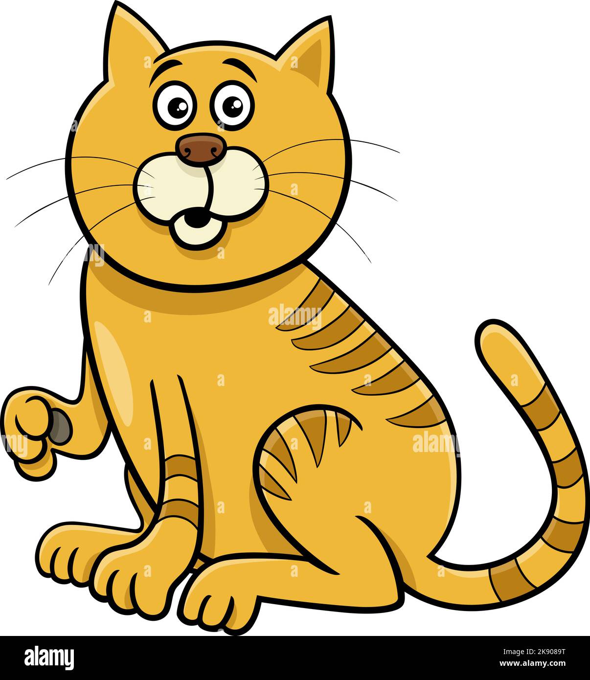 Illustration de dessin animé de drôle surpris chat personnage d'animal de bande dessinée Illustration de Vecteur