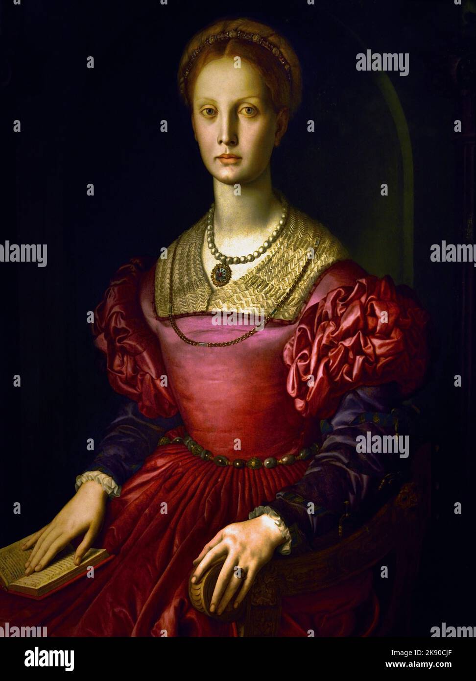 Portrait de Lucrezia Panciatichi, par Agnolo di Cosimo Said il Bronzino 1503-1752 Galerie des Offices, Florence, Italie. Banque D'Images