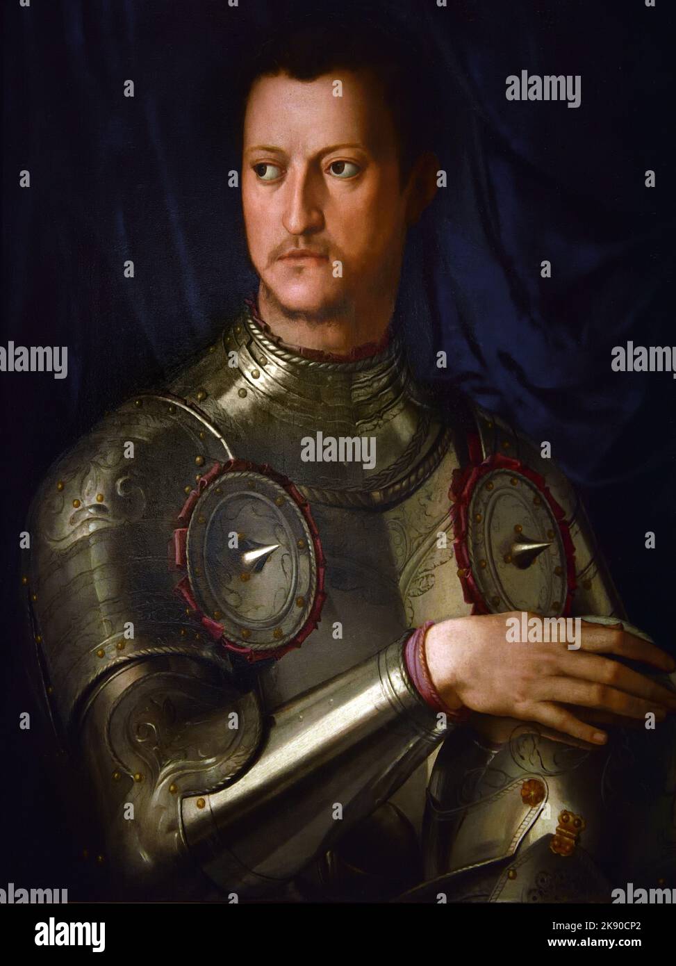 Portrait de Cosimo I dans Armure, par, Agnolo di Cosimo, dit, il Bronzino, 1503-1752, vers 1545, Galerie des Offices, Florence, Italie. Banque D'Images