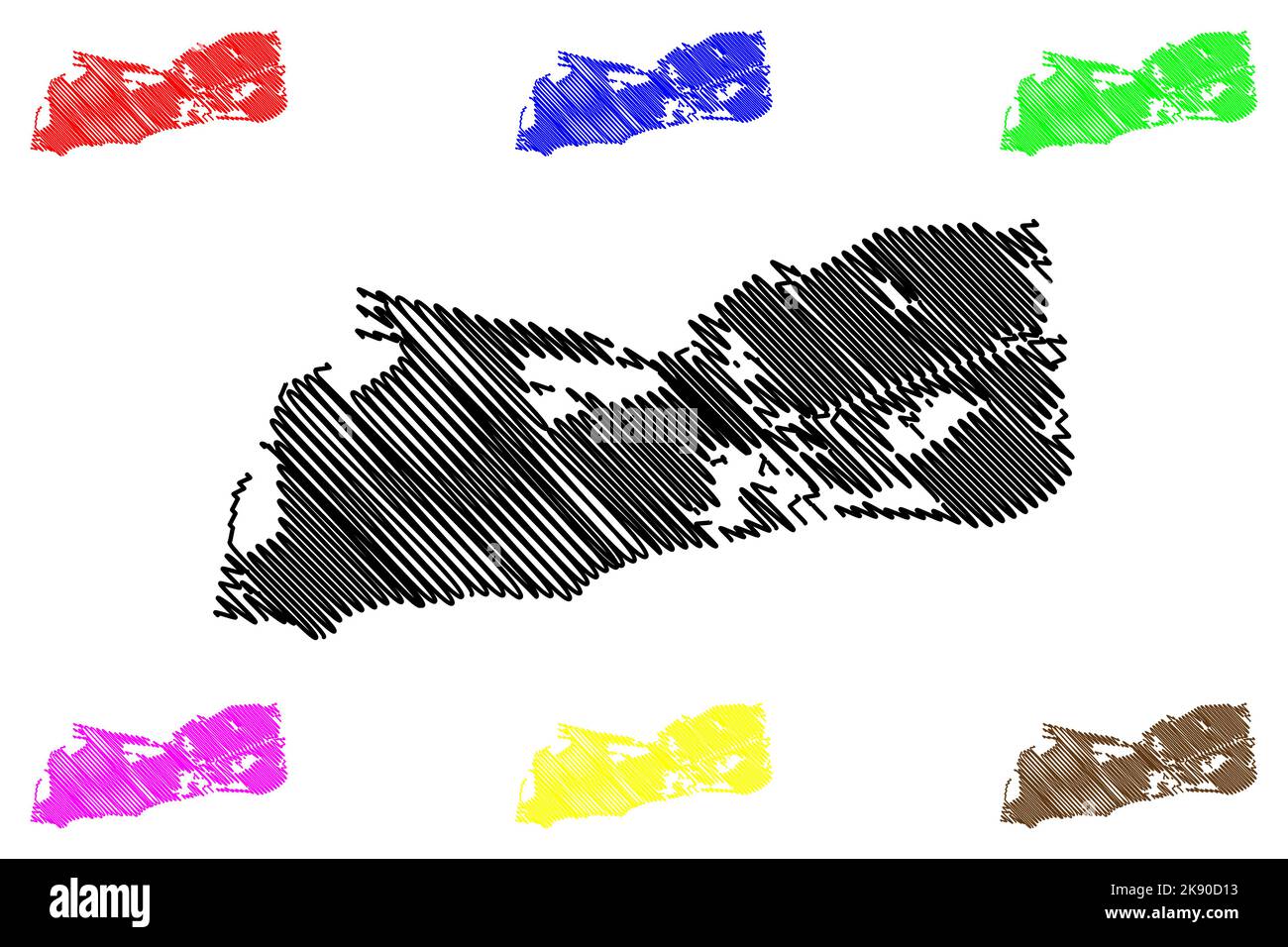 Île de Key West (États-Unis d'Amérique, Floride, Amérique de Cenrtal, îles des Caraïbes, États-Unis,) illustration vectorielle de la carte, croquis de griffonnage carte de Key West Illustration de Vecteur