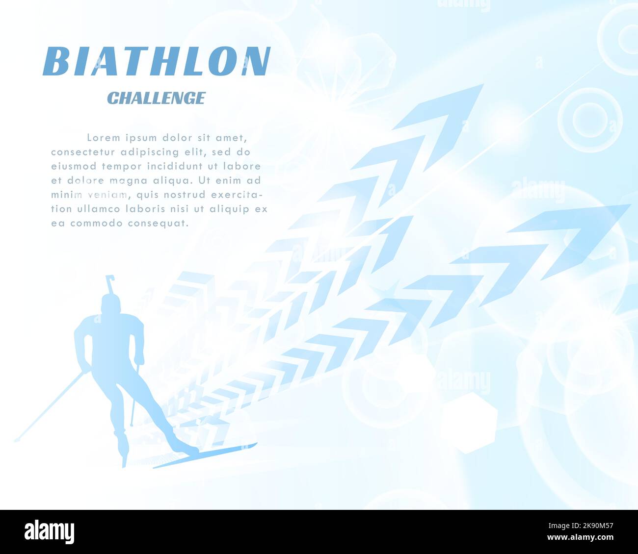 Bannière de défi de biathlon avec fond abstrait. Silhouette d'athlète de biathlon. Jeux d'hiver. Illustration vectorielle. Illustration de Vecteur