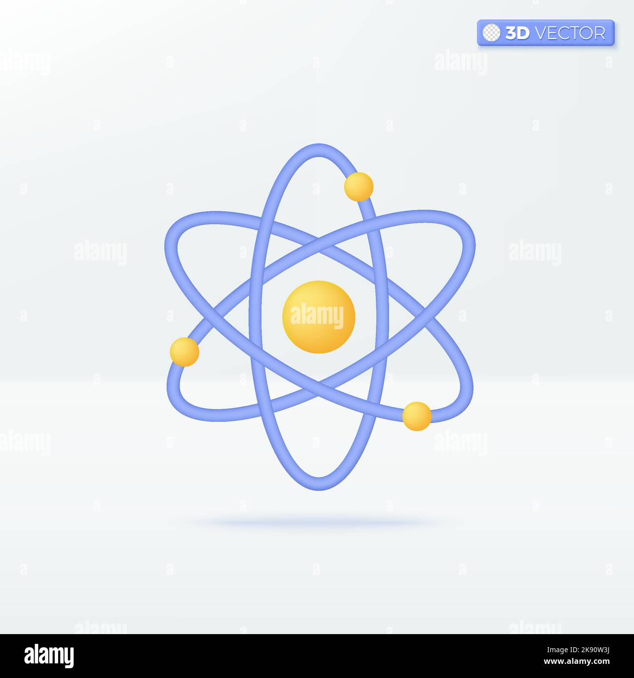 Symboles d'icône Atom. Noyau, chimie moléculaire, électrons orbitaux, physique scienc concept. 3D illustrations vectorielles isolées. Dessin animé pastel min Illustration de Vecteur