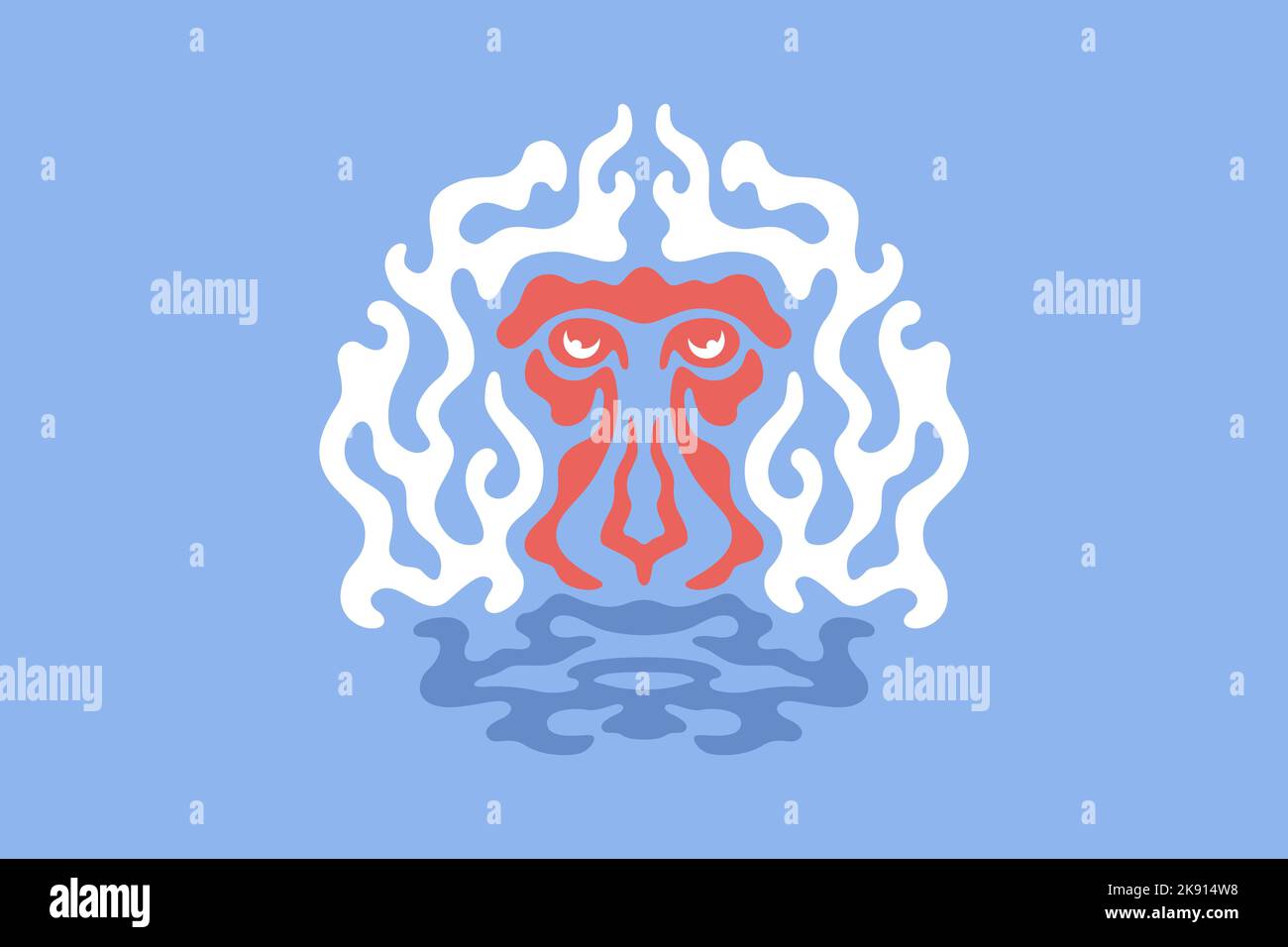 Résumé Illustration du fait de tremper le singe dans les sources chaudes Illustration de Vecteur