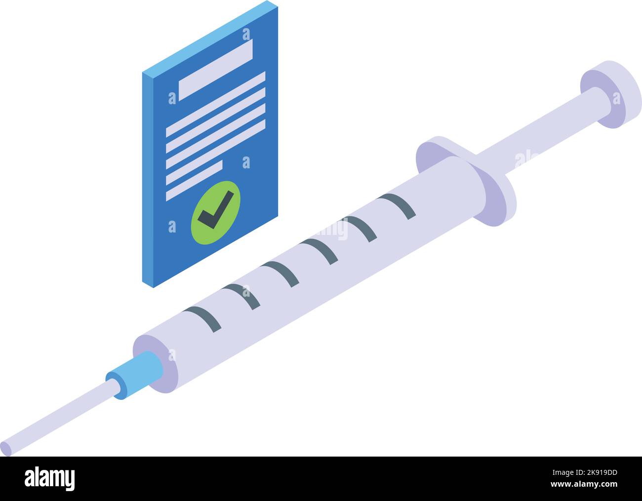 Vecteur isométrique icône de seringue de vaccin. Passeport sanitaire. Voyager covid Illustration de Vecteur