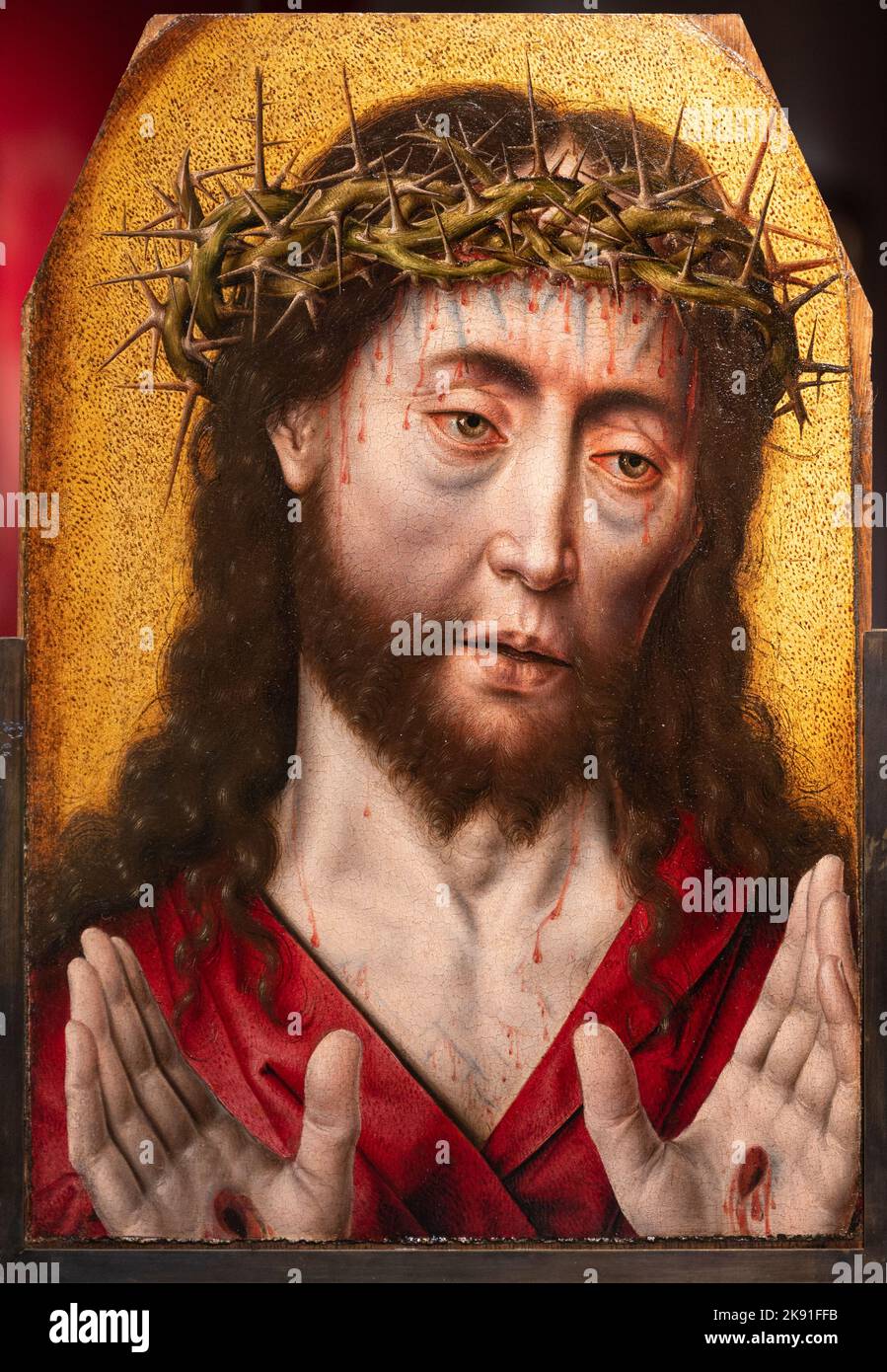 L'homme des douleurs - Christ couronné d'épines (vers 1495-1500) par Aelbrecht Bouts (vers 1452-1549). Huile sur panneau. Banque D'Images