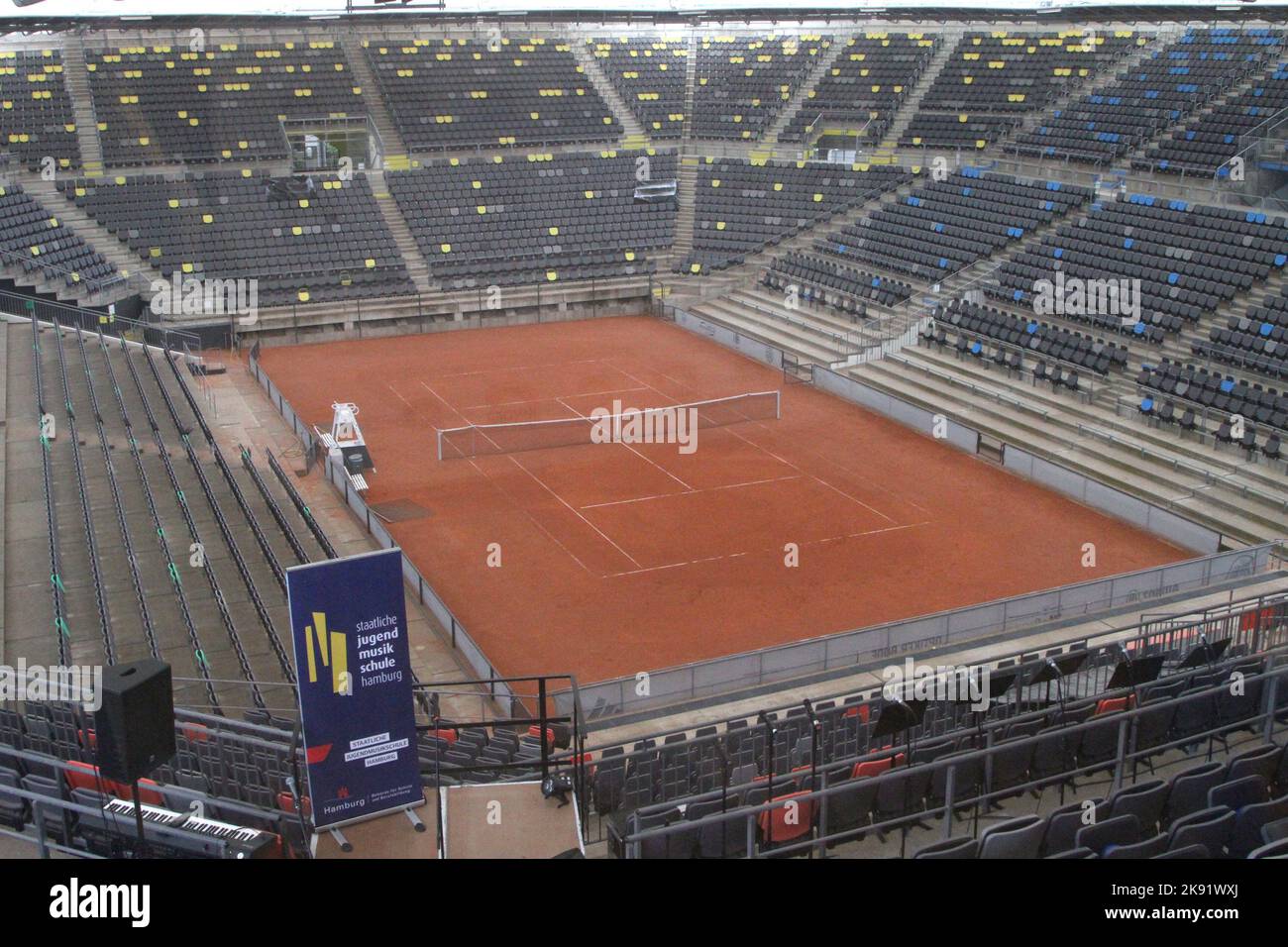 Une belle vue sur le stade de tennis de Rothenbaum à Hambourg sans peuple, en Allemagne Banque D'Images