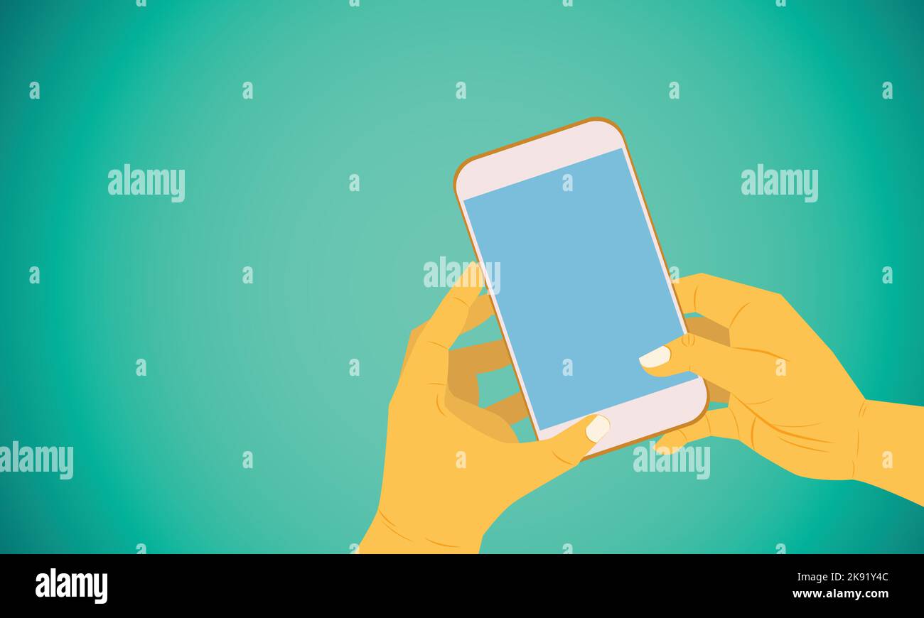 Vecteur de mains tenant le smartphone avec un écran vide Illustration de Vecteur