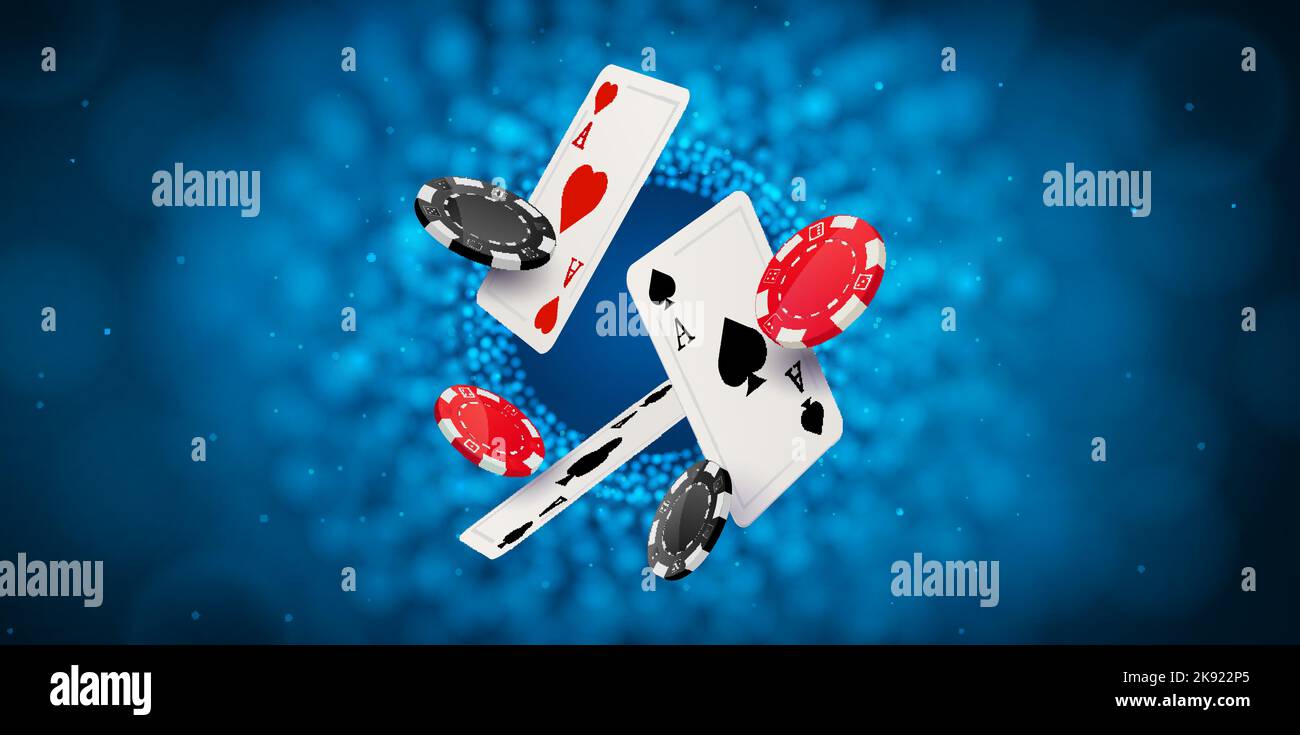 Poker casino fond pari vegas vecteur bannière conception. Cartes et jetons volant de poker de casino. Illustration de Vecteur