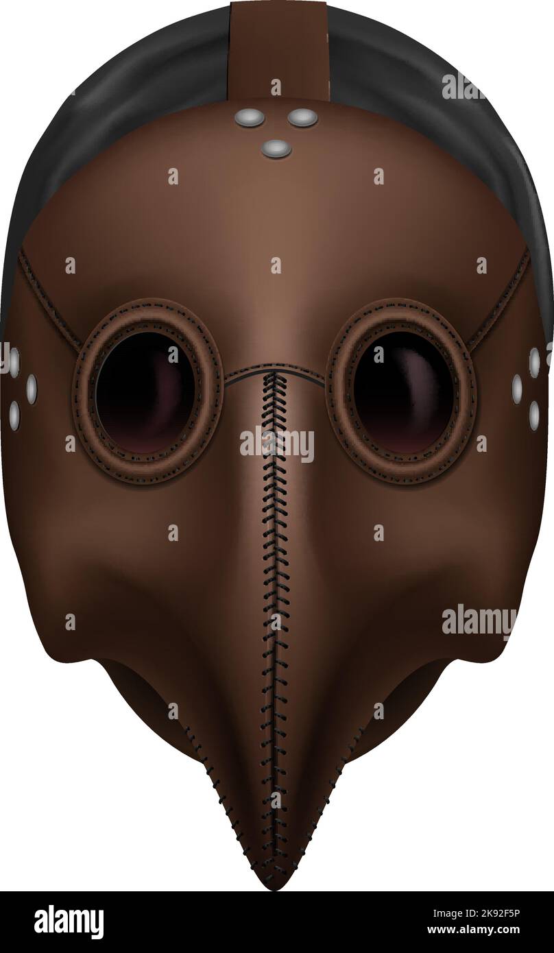 Portrait de la tête du médecin de la peste, avec masque d'oiseau. Symbole de la mort médiévale Plague Docteur masque isolé sur fond blanc. Pour Web, affiche, graphique d'informations Illustration de Vecteur
