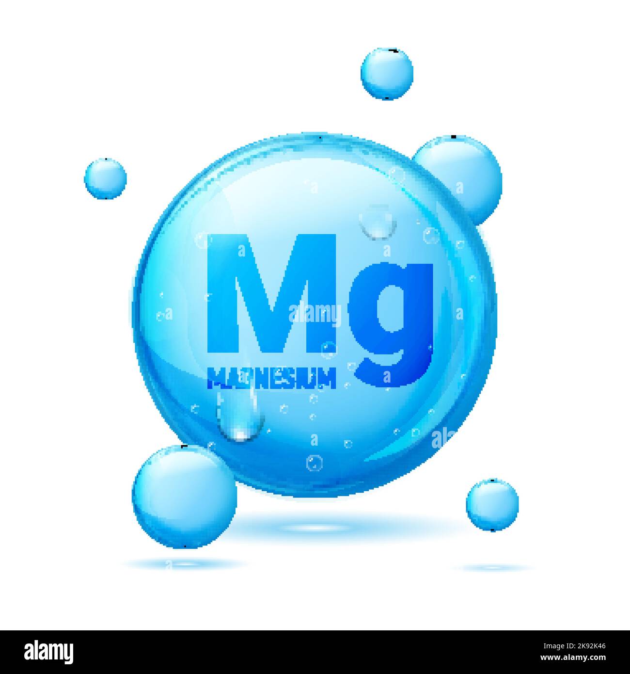 Magnésium supplément B6 vitamine alimentaire illustration icône. Mg potassium bleu minéral 3D magnésium illustration. Illustration de Vecteur