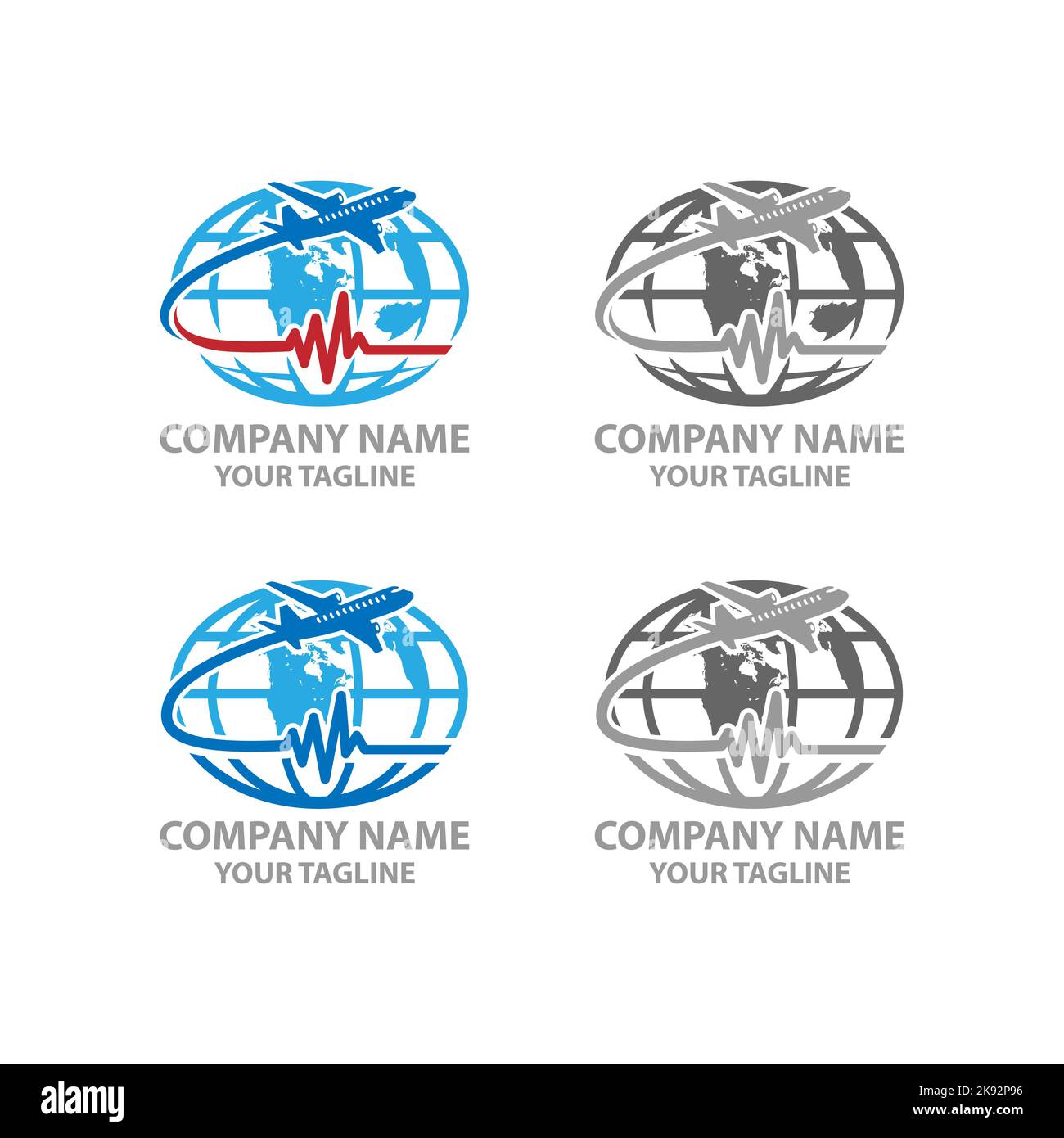 Voyage médical avec modèle vectoriel de logo avion. Adapté aux déplacements, aux cartes et aux symboles de santé. Illustration de Vecteur